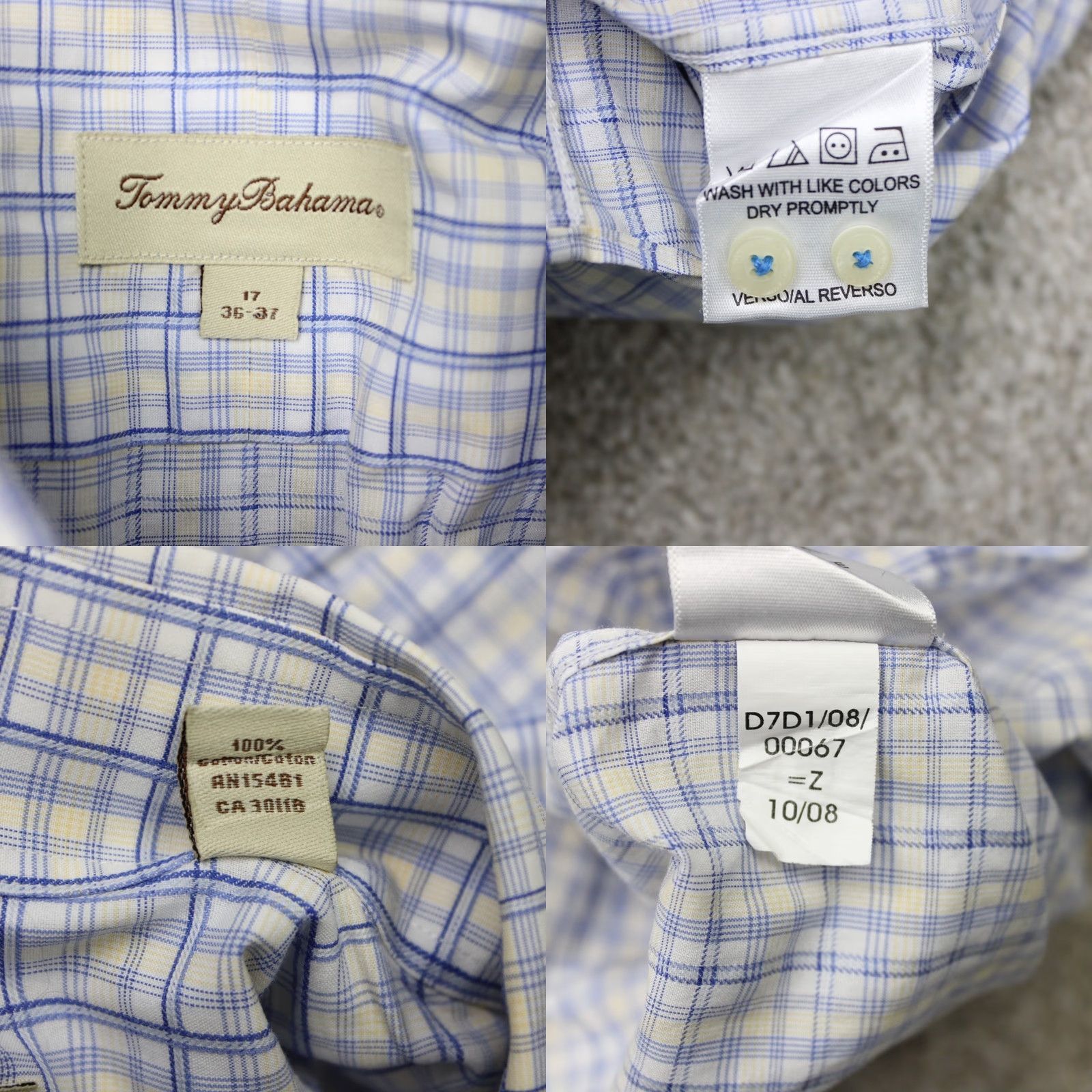 Tommy Bahama Tommy Bahama Dress Shirt Mens 17 36/37 Blue Yellow 100% Cotton Long Sleeve Button Down Collared Size US XL / EU 56 / 4 - 8 Thumbnail