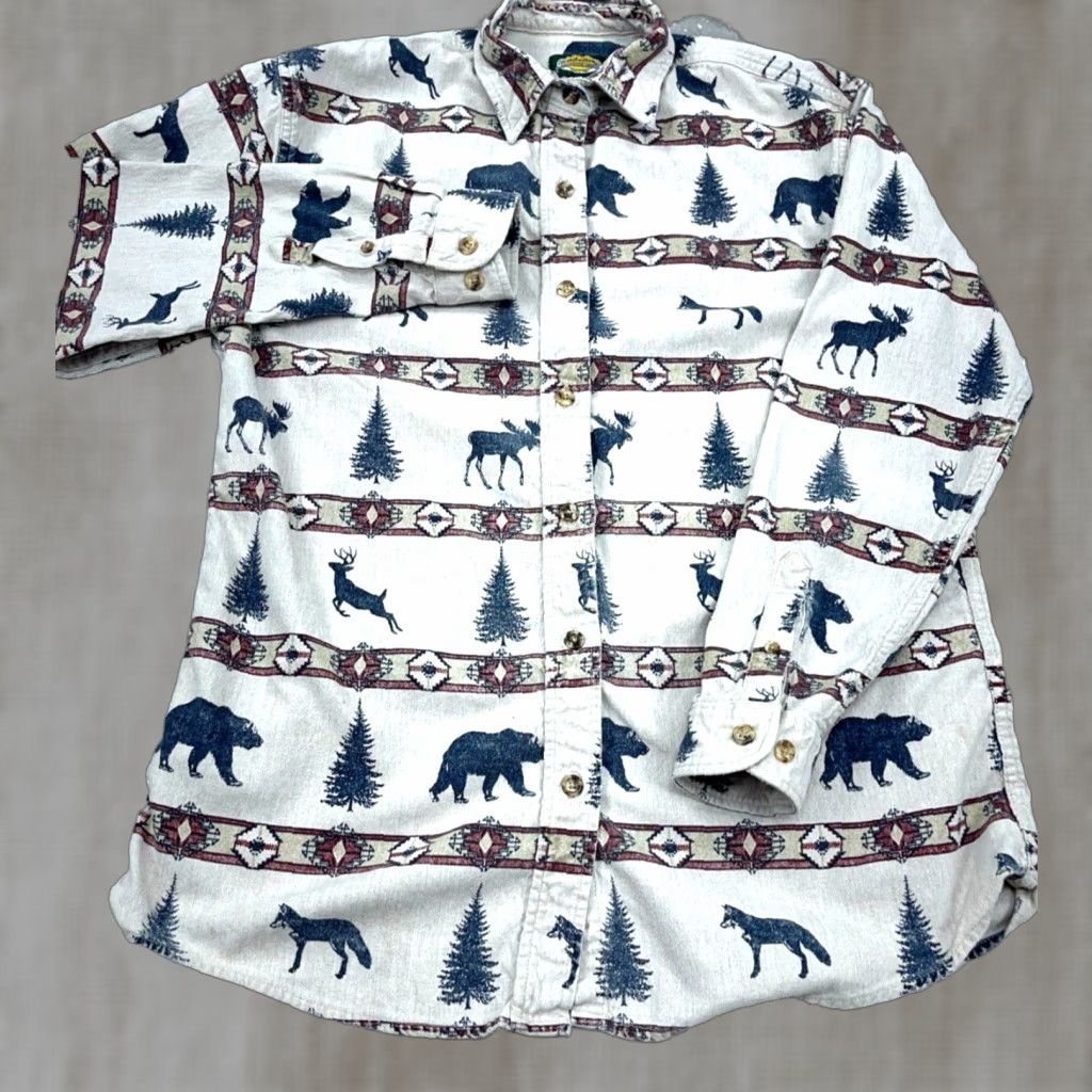 Vintage VINTAGE Cabela's Button-Up Shirt Women Large Geometric Flannel White Casual Mens Size L / US 10 / IT 46 - 1 Thumbnail