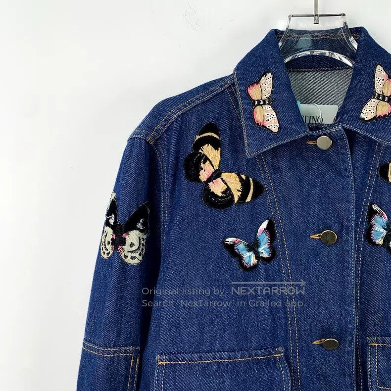 Other Valentino Dark blue butterfly embroidered denim jacket Size M / US 6-8 / IT 42-44 - 3 Thumbnail