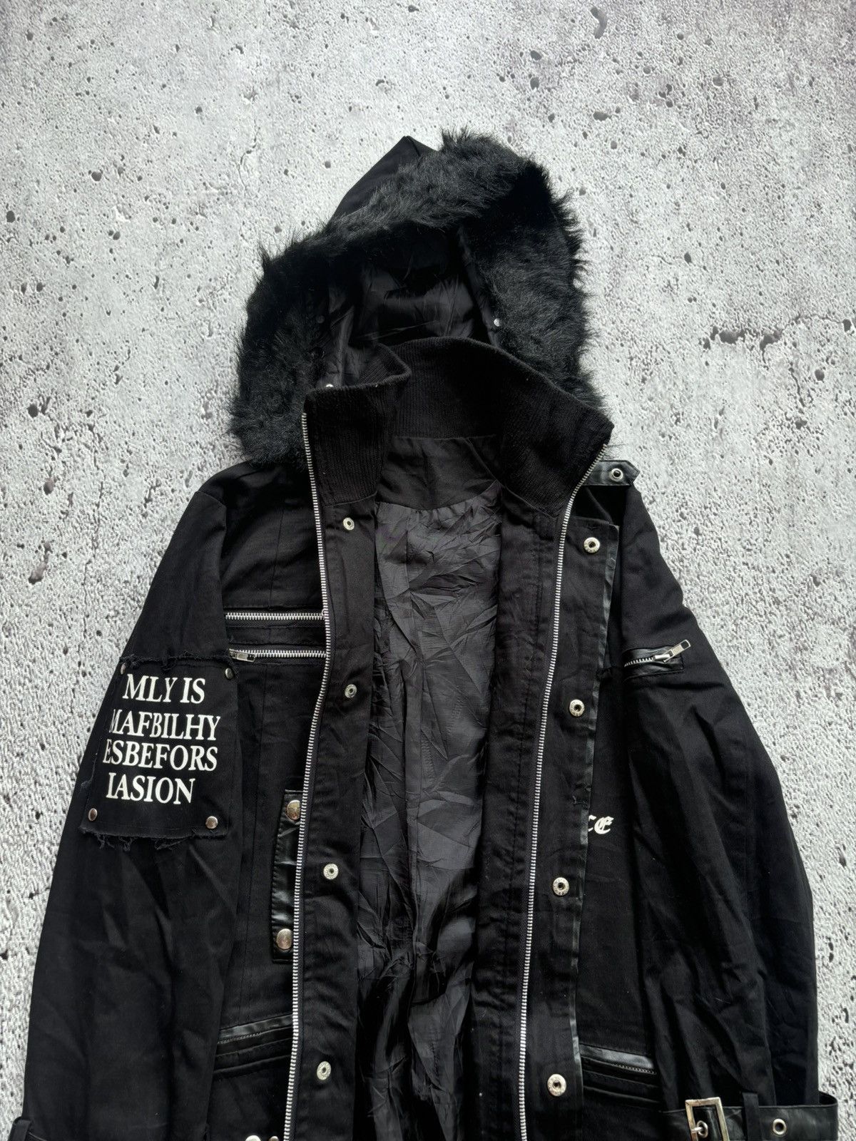 Le Grande Bleu (L.G.B.) Addictrap studded skull LGB punk style fur jacket Size US L / EU 52-54 / 3 - 8 Thumbnail
