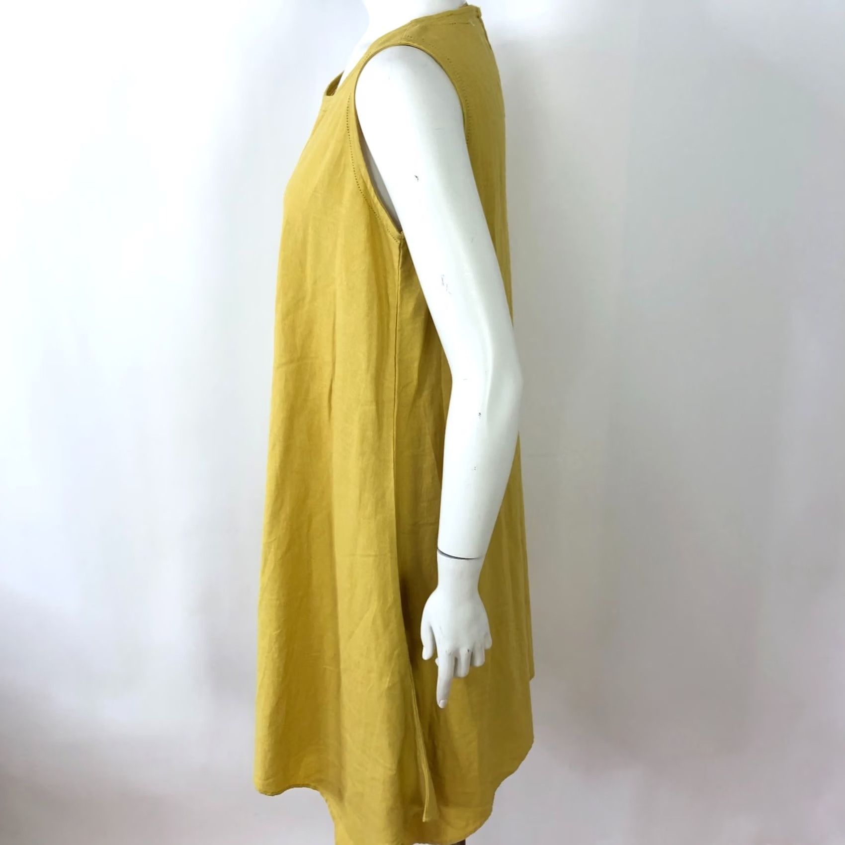 Cynthia Rowley Cynthia Rowley Mustard Yellow 100% Linen Sleeveless Knee Dress A-Line Shirt Womens S Vintage No Size S / US 4 / IT 40 - 2 Thumbnail