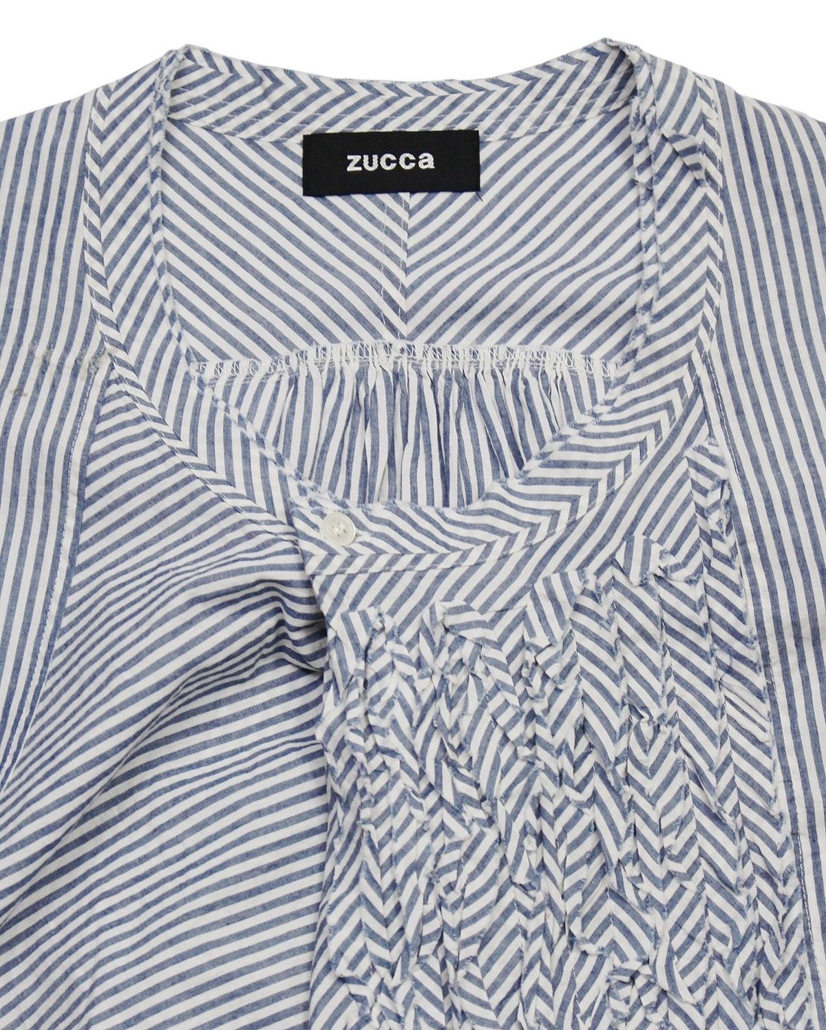 Zucca SS2013 ZUCCA STRIPED COTTON SHIRT WITH FRONT SHIRRING DETAIL Size M / US 6-8 / IT 42-44 - 5 Thumbnail