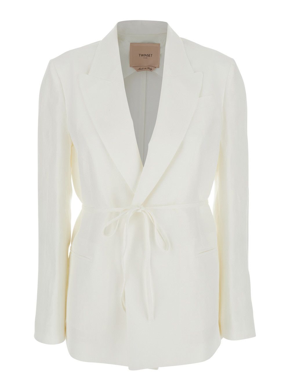 TWINSET WHITE BLAZER with Notched Revers and Button Closure in Linen Blend for Women Size M / US 6-8 / IT 42-44 - 1 Thumbnail