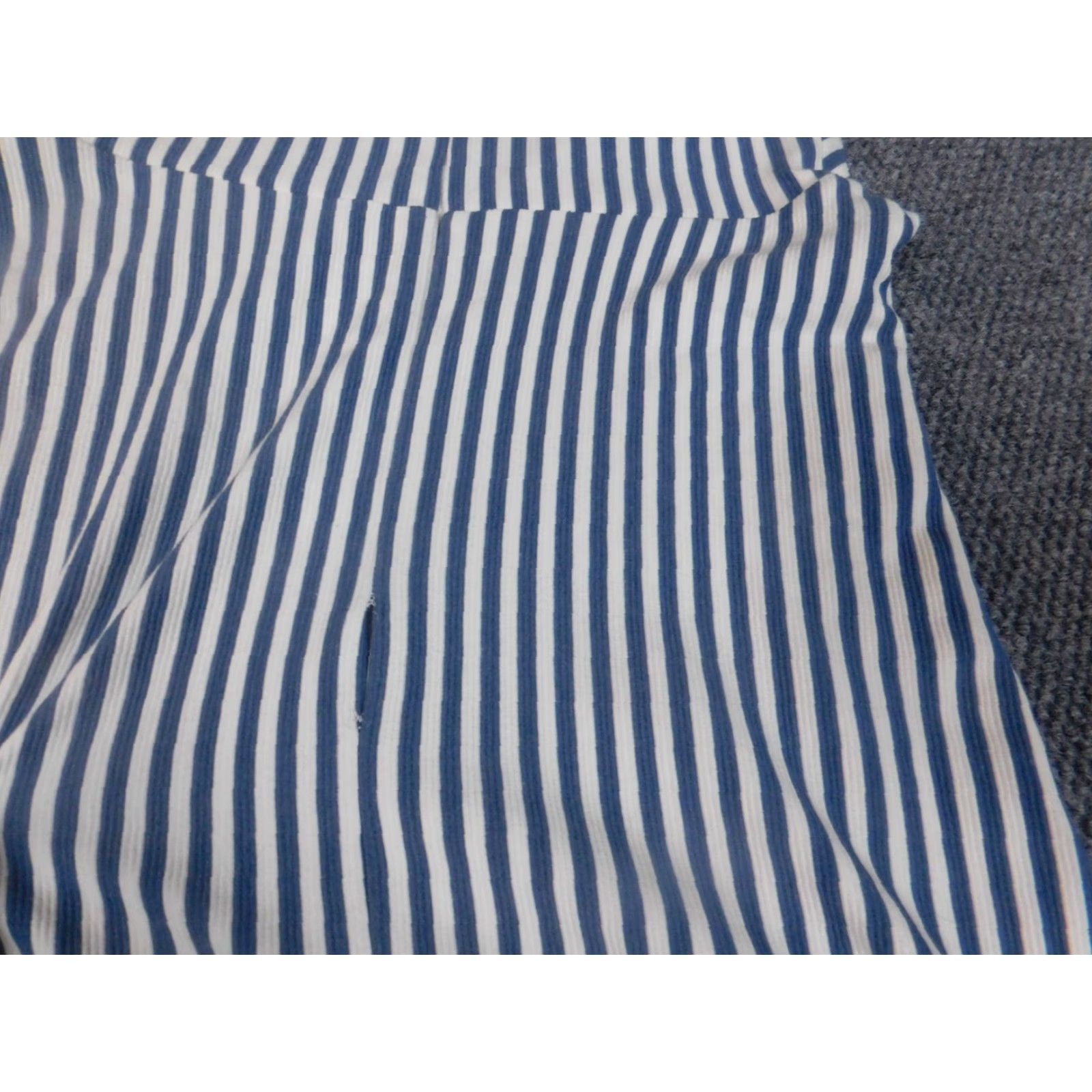 Vintage Sangria Dress Womens A-Line Knee Length Blue Stripe Knit Cotton Mock Neck Puff Sleeve Zip Casual 8 8 Womens Size M / US 6-8 / IT 42-44 - 7 Thumbnail