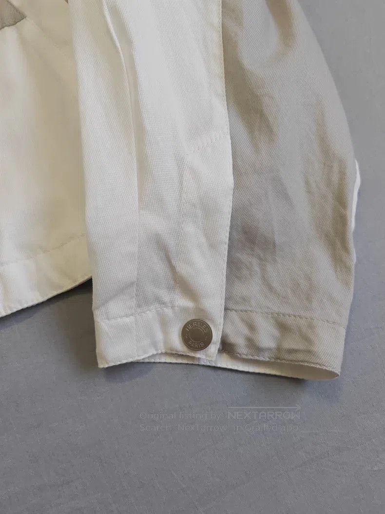 Hermes Jacket shirt jacket, grey and white color block, 10