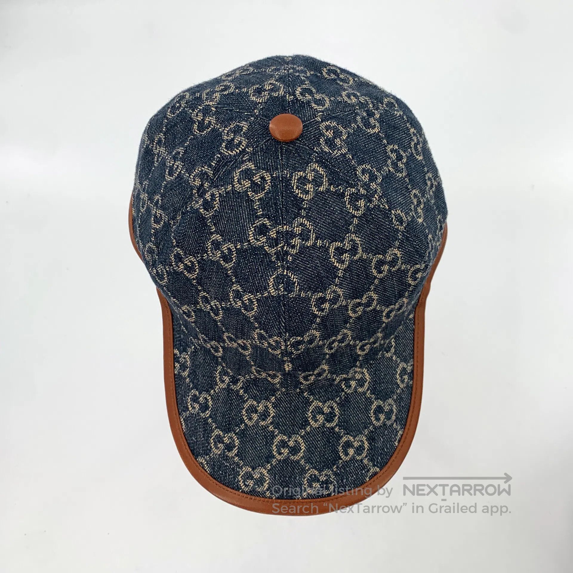 Gucci Guicci Navy Blue Logo Jacquard Full Print Cotton Baseball Size ONE SIZE - 5 Thumbnail