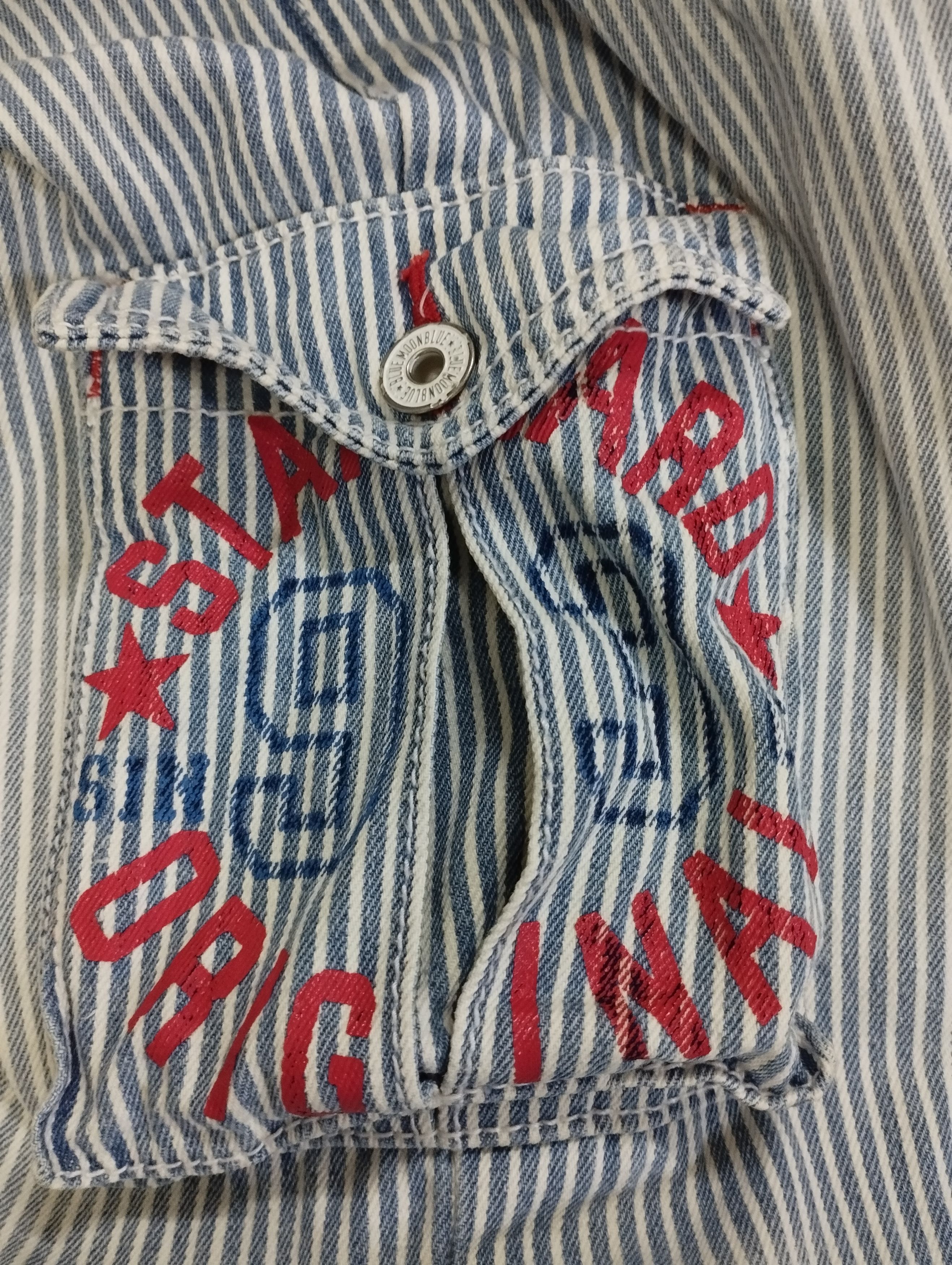 Tete Homme Japan Hickory Stripe Embroidery Cargo Blue Moon Blue Jeans Size US 32 / EU 48 - 9 Thumbnail
