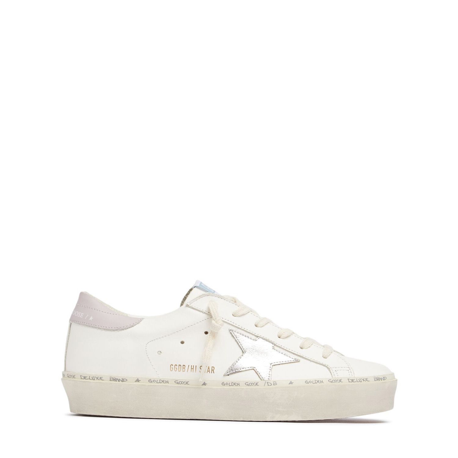 GOLDEN GOOSE Hi Star Women's White/Silver Sneakers New & Aut