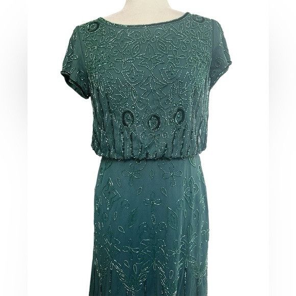 Adrianna Papell Adrianna Papell Emerald Green Beaded Dress Size M / US 6-8 / IT 42-44 - 6 Thumbnail