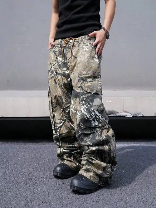 Japanese Brand Camo Baggy Cargo Workwear Size US 32 / EU 48 - 4 Thumbnail