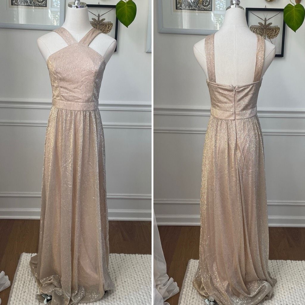 Other Lulus Metallic Gold Halter Grecian Neck Flowing Chiffon Form Size S / US 4 / IT 40 - 1 Thumbnail