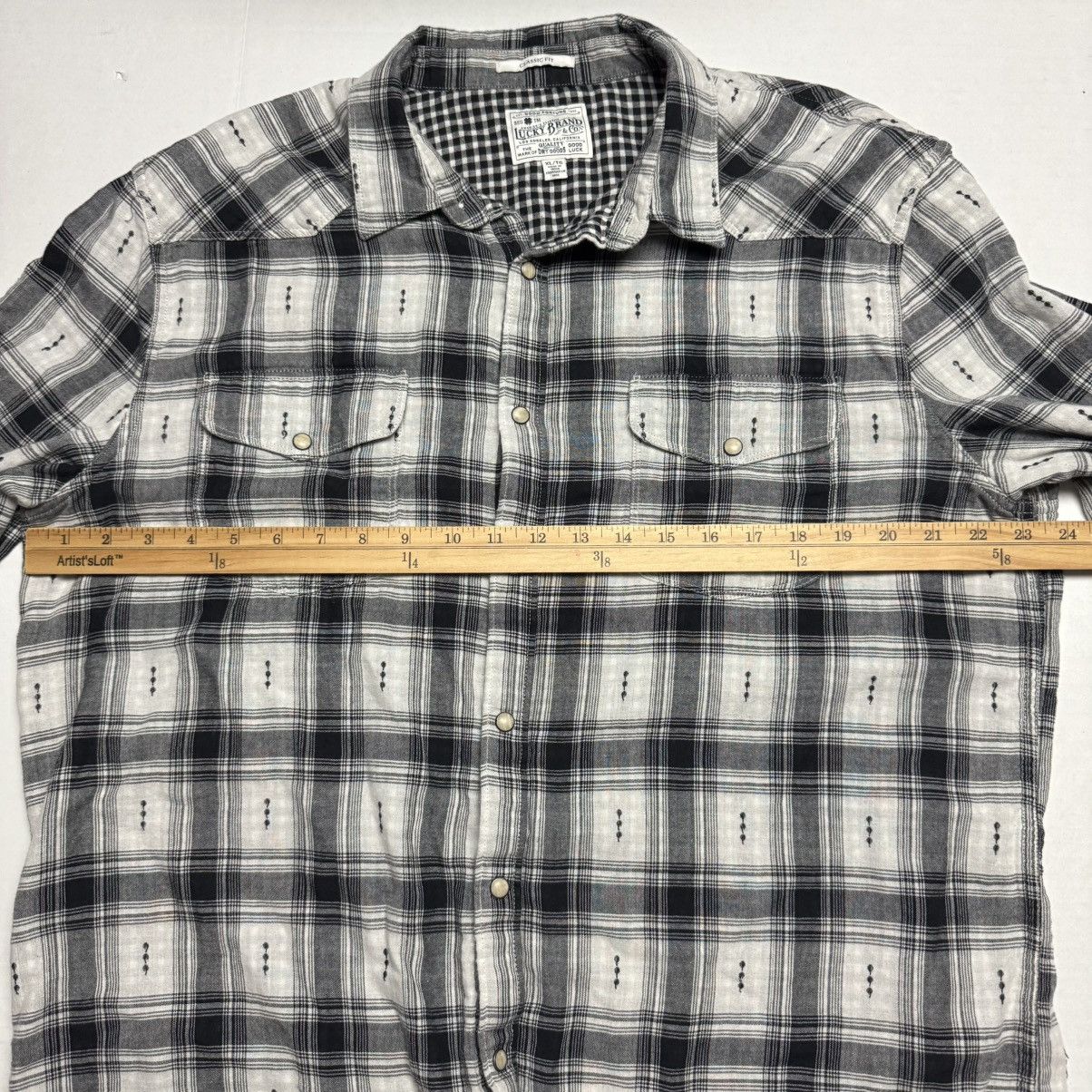 Lucky Brand LUCKY BRAND Dobby Plaid Snap Button Western Shirt Size US XL / EU 56 / 4 - 8 Thumbnail
