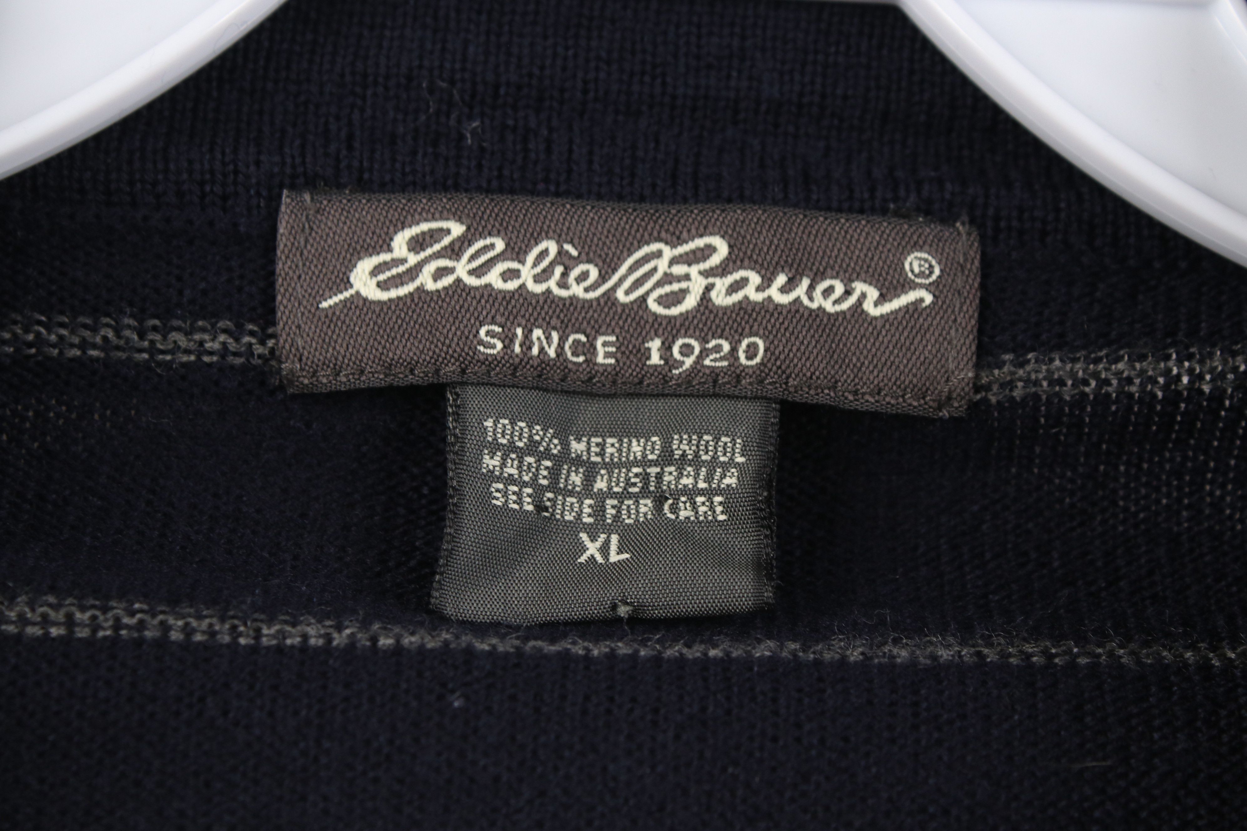 Eddie Bauer Vintage 90s Eddie Bauer Knit Striped Collared Sweater Blue Size US XL / EU 56 / 4 - 7 Thumbnail