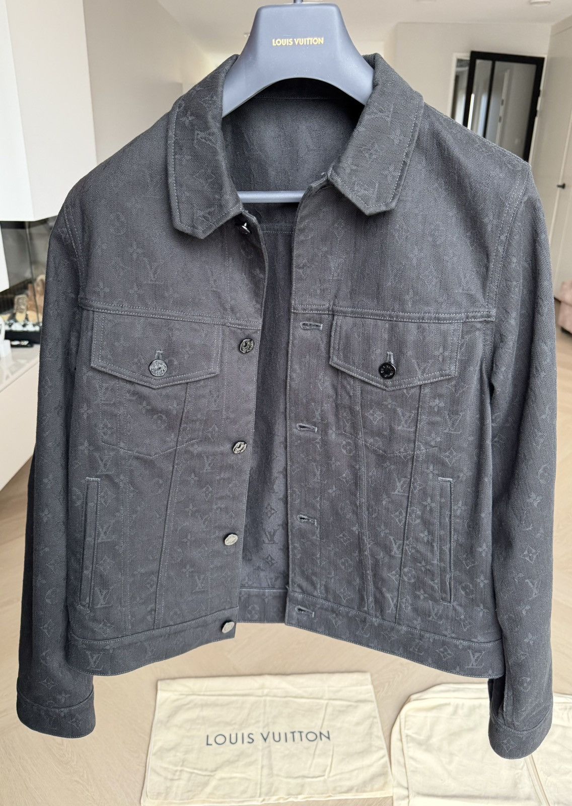 Louis Vuitton Louis Vuitton Monogram Denim Woven Trucker Jacket Black 50 Size US M / EU 48-50 / 2 - 1 Thumbnail