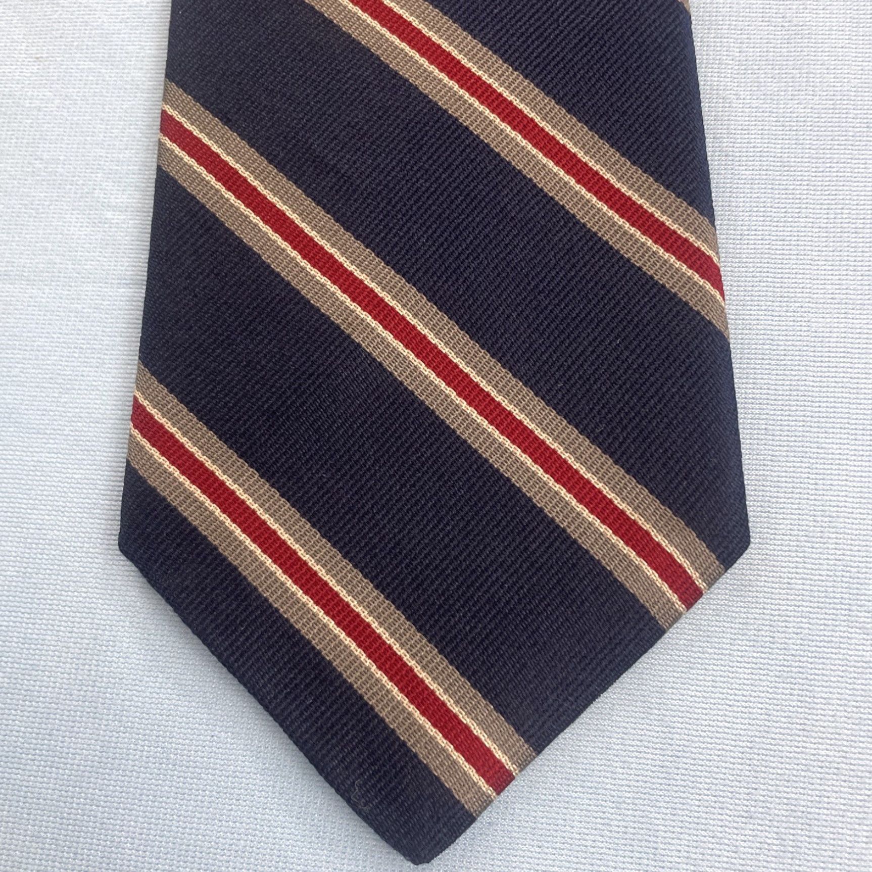 Stafford VINTAGE Stafford Silk Wide Striped Necktie 90s Men Repp Blue Red Silver Gray Read 4x58 Tie Size ONE SIZE - 6 Thumbnail