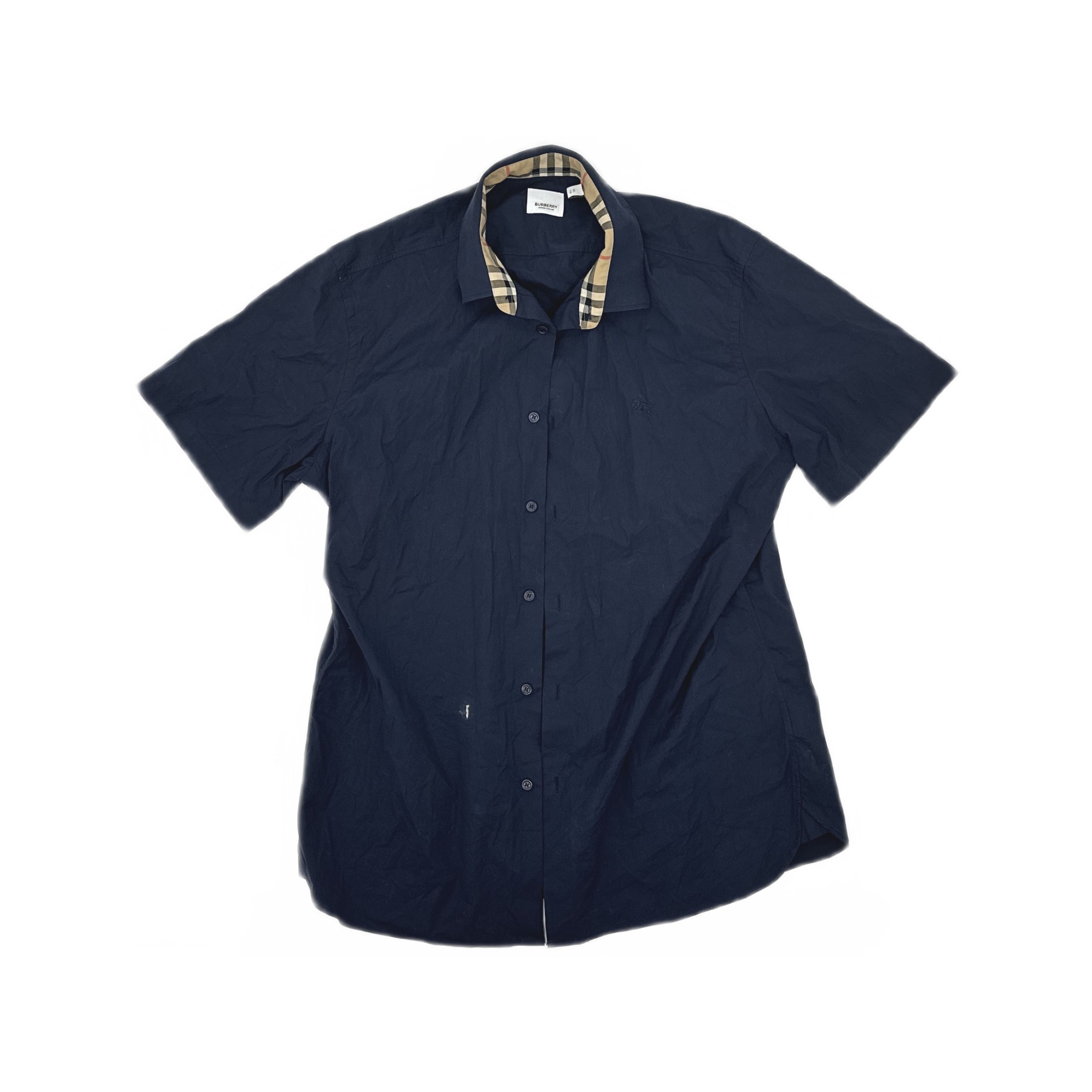 Burberry Burberry Navy Check Collar Shirt Size XL Size US XL / EU 56 / 4 - 1 Thumbnail