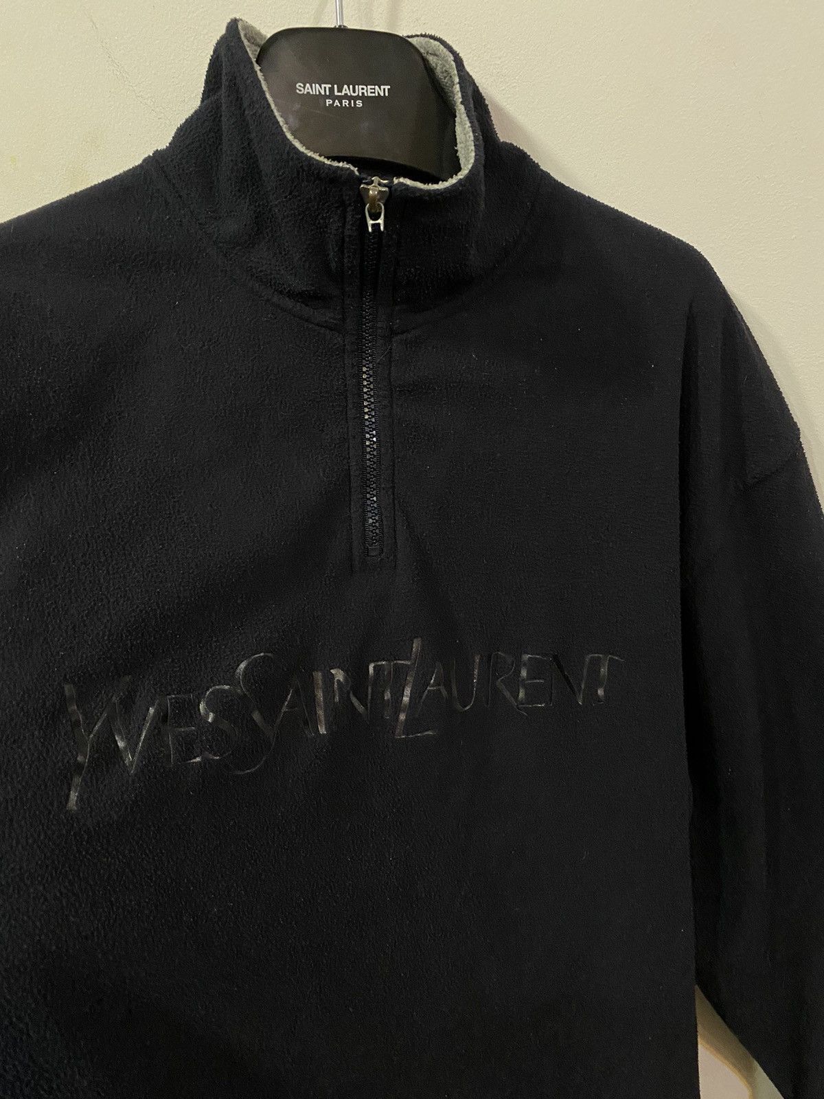 Fleece YSL Sweatshirt 1/4 Zip Big Logo YSL Sweater Polar