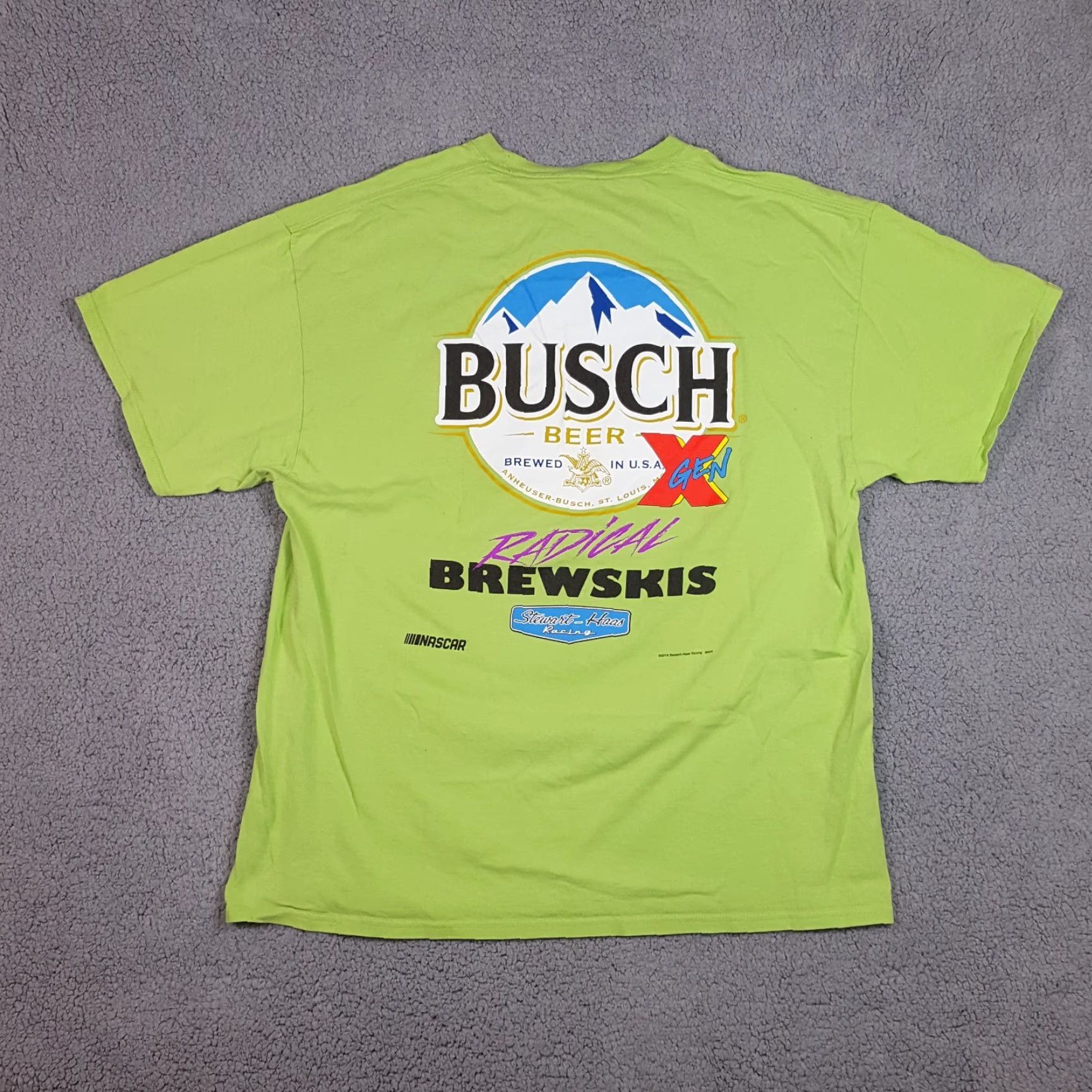NASCAR VINTAGE Stewart-Haas Kevin Harvick #4 NASCAR Busch Racing Neon Green T-Shirt Adult XL Retro 90s Mens Size US XL / EU 56 / 4 - 5 Thumbnail