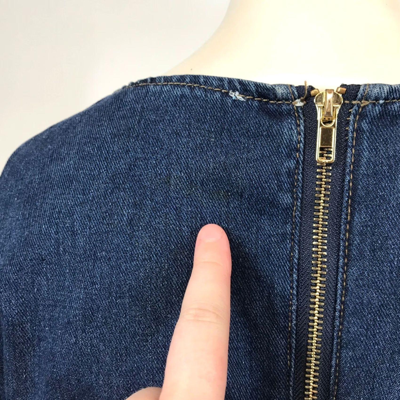 Vintage Lush Denim Mini Dress Fit & Flare Long Sleeve Blue Sz M Size M / US 6-8 / IT 42-44 - 7 Thumbnail