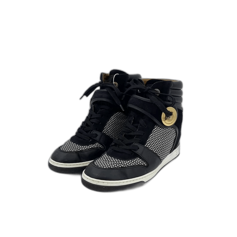Louis Vuitton Louis Vuitton Black HighTop Sneakers Size 37.5-2506 Size US 7 / IT 37 - 1 Thumbnail