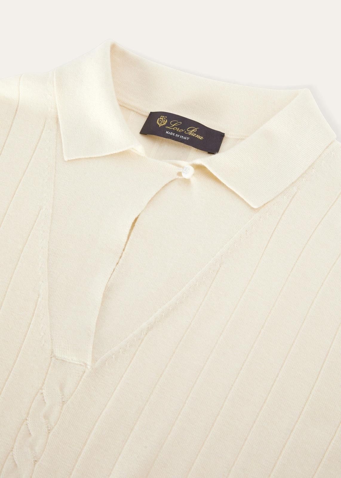 Loro Piana o1srvl11e0824 Porirua Cashmere Polo Shirt in Off White Size XS / US 0-2 / IT 36-38 - 4 Thumbnail