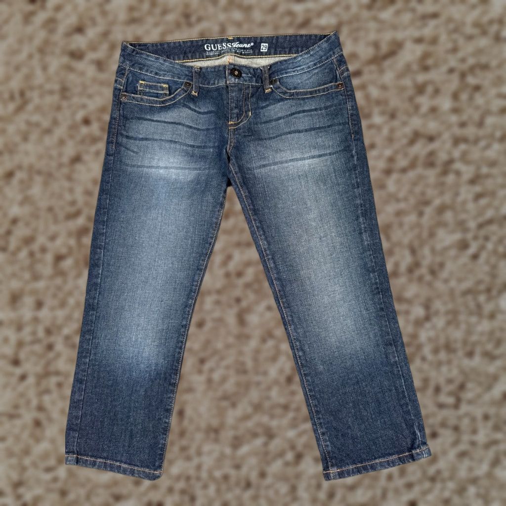 Guess GUESS Jeans Women 29 Blue Denim Capri Crop Low Rise Dark Cotton Blend 32x22 Jeans Size 29" - 1 Thumbnail