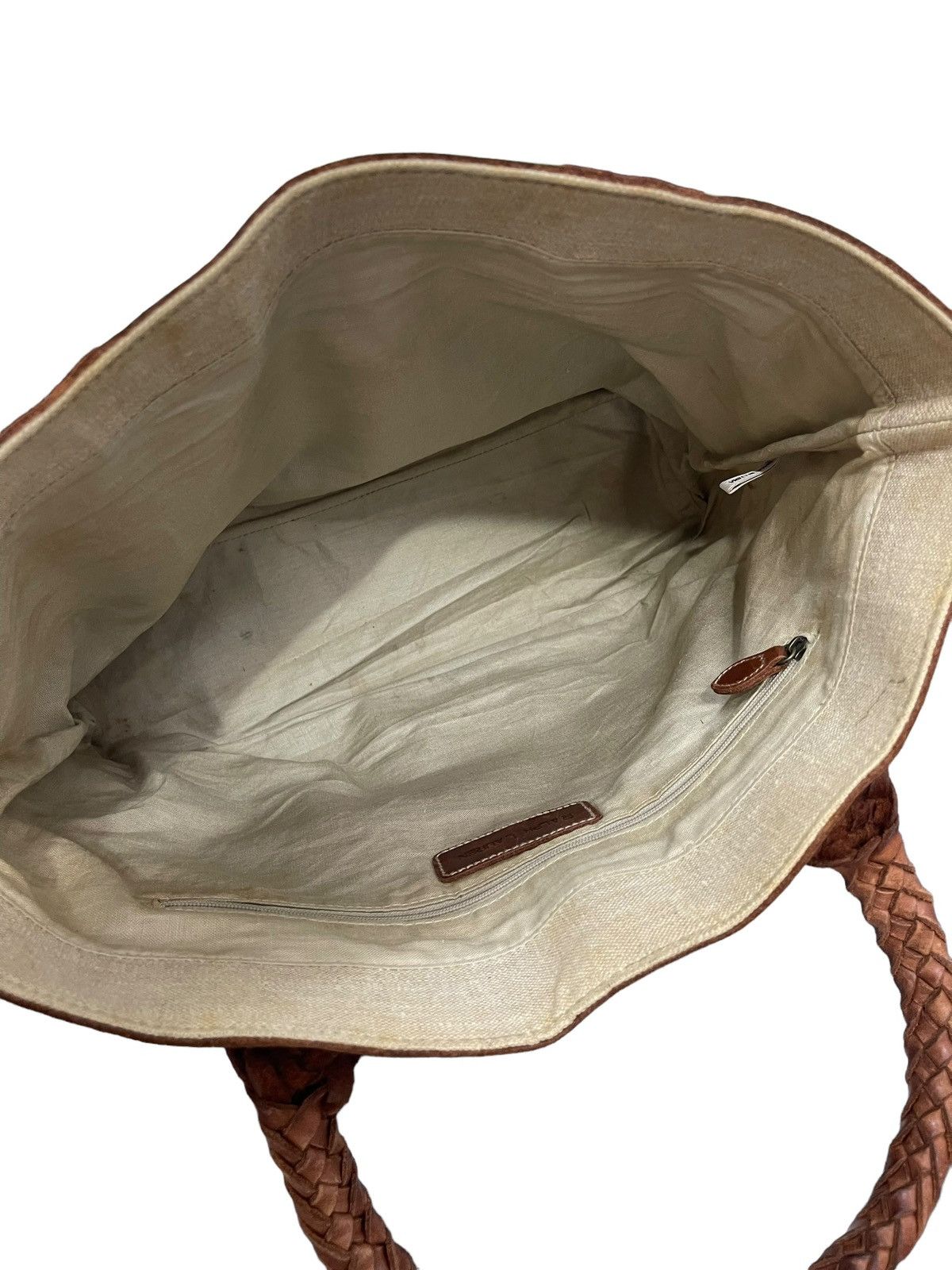 Ralph Lauren Leather Woven Cotton Vtg Ralph Lauren Tote Bag 4🟩 Size ONE SIZE - 18 Thumbnail