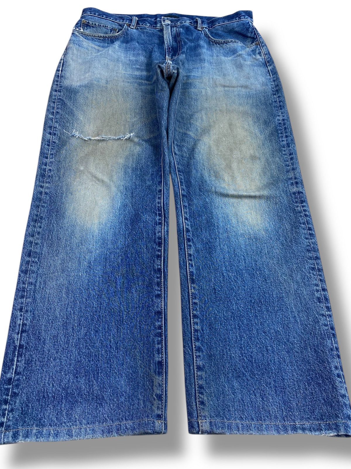Uniqlo Ripped Faded Wash Style Baggy Jeans