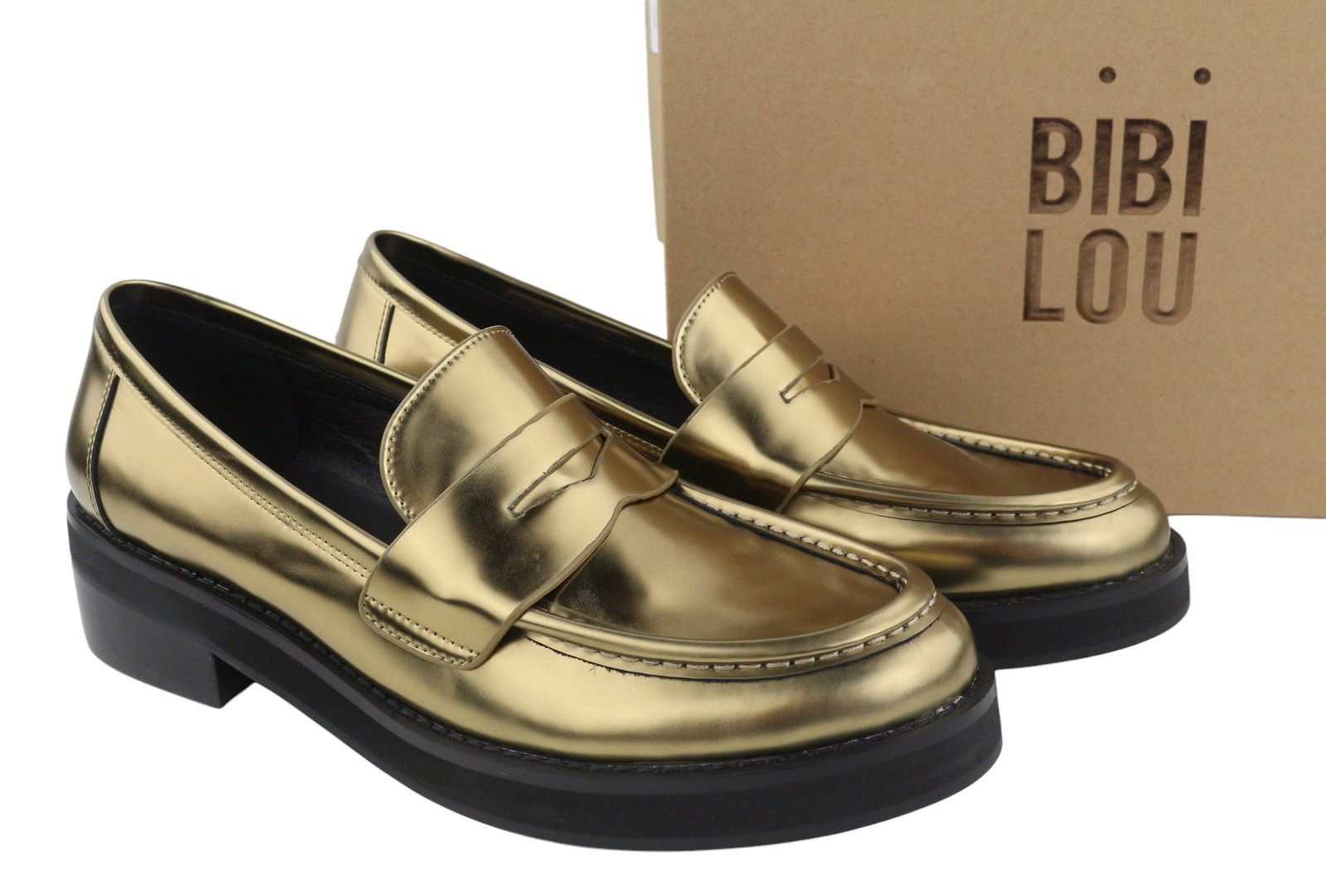 Other BIBI LOU JAYA EU40 Shiny Gold Leather Chunky 87555 Size US 9 / IT 39 - 1 Thumbnail