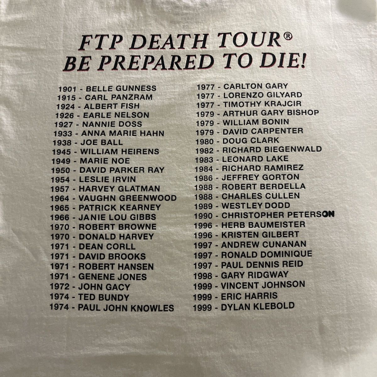 Fuck The Population FTP Death Tour Tee Size US XL / EU 56 / 4 - 5 Thumbnail