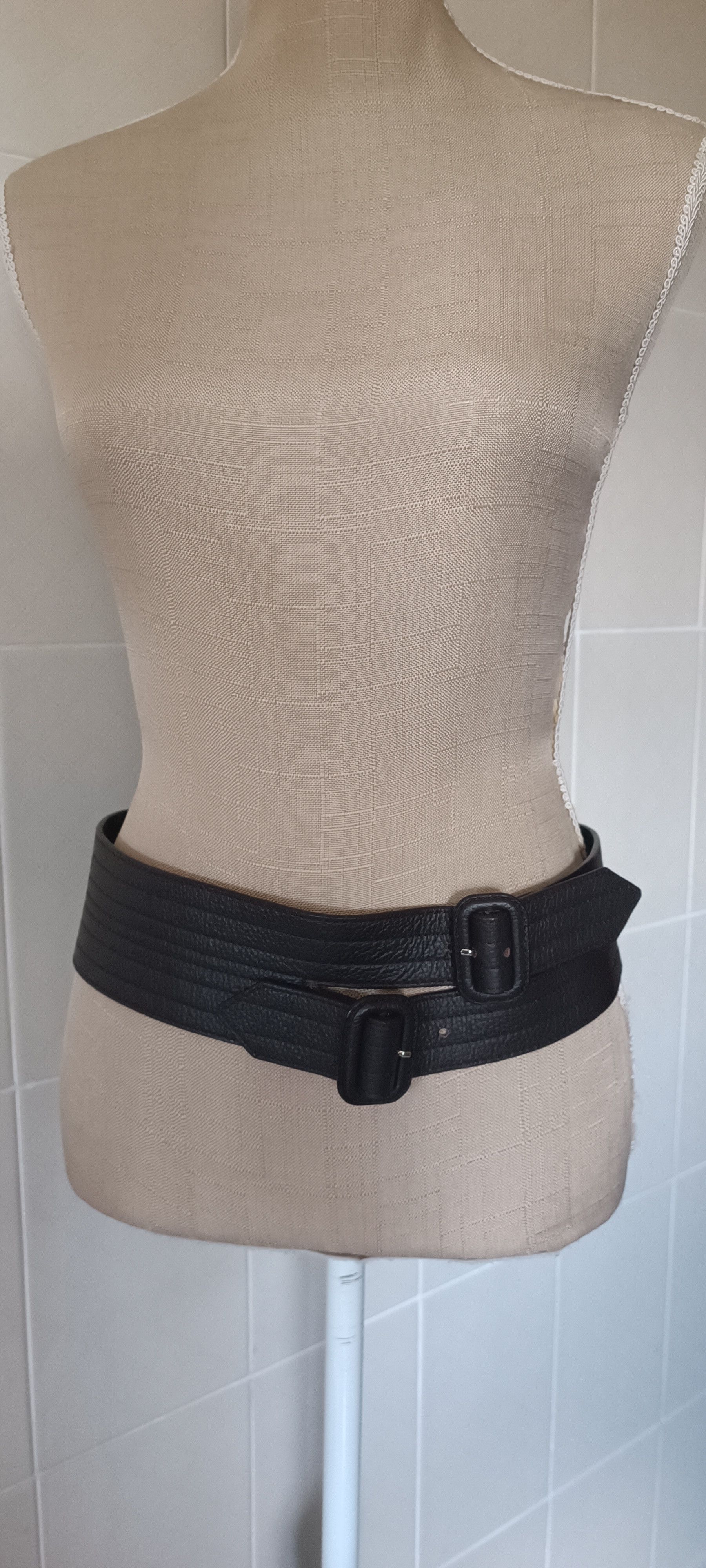 Jean Paul Gaultier 2 overlapping belts in dark brown leather Size ONE SIZE - 1 Thumbnail