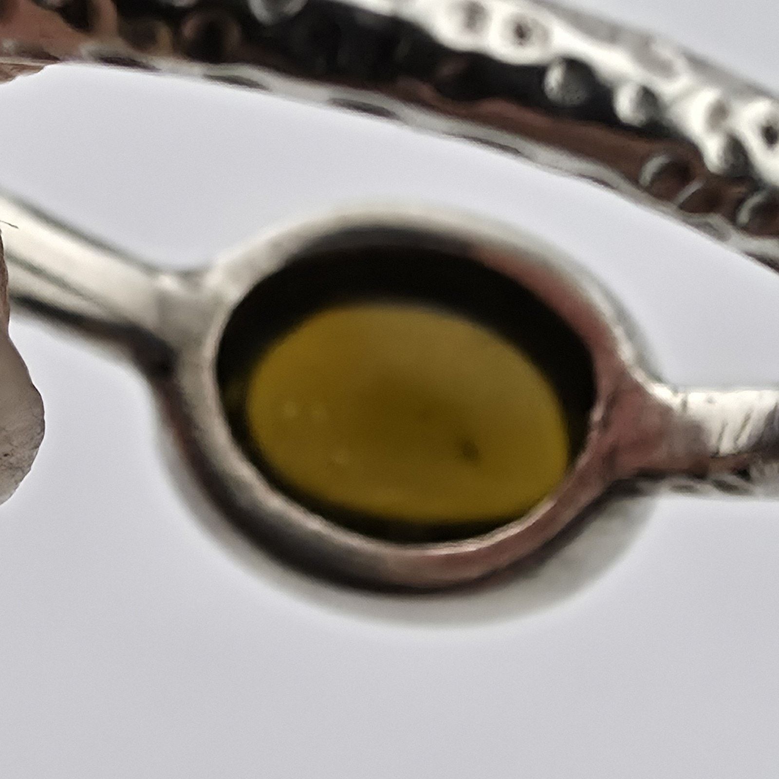 Other Sterling Silver 925 Amber Cabochon Ring Hammered Band 7.5 Size ONE SIZE - 10 Thumbnail