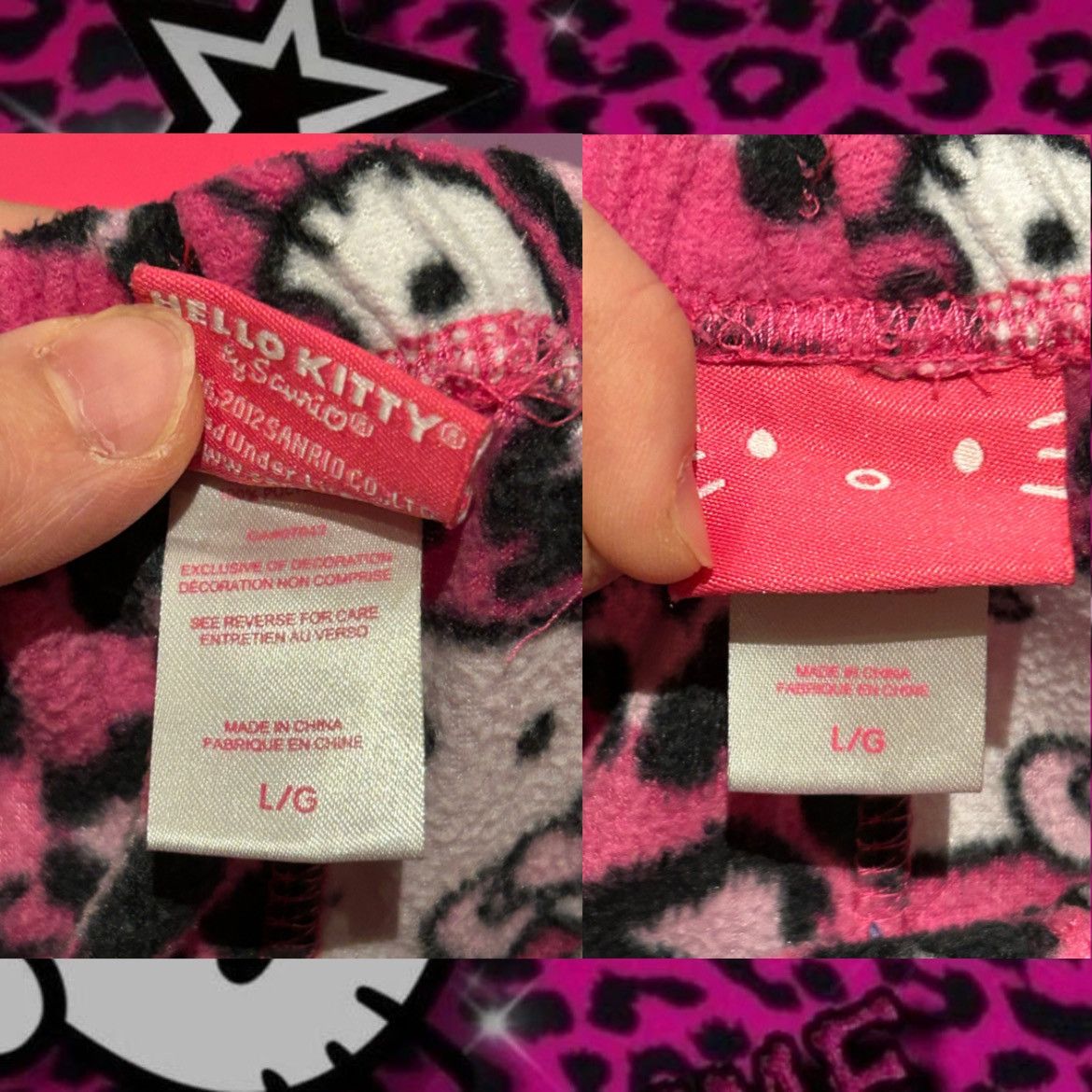 Japanese Brand AUTHENTIC HELLO KITTY PINK LEOPARD PRINT PYJAMAS Size 32" / US 10 / IT 46 - 2 Thumbnail