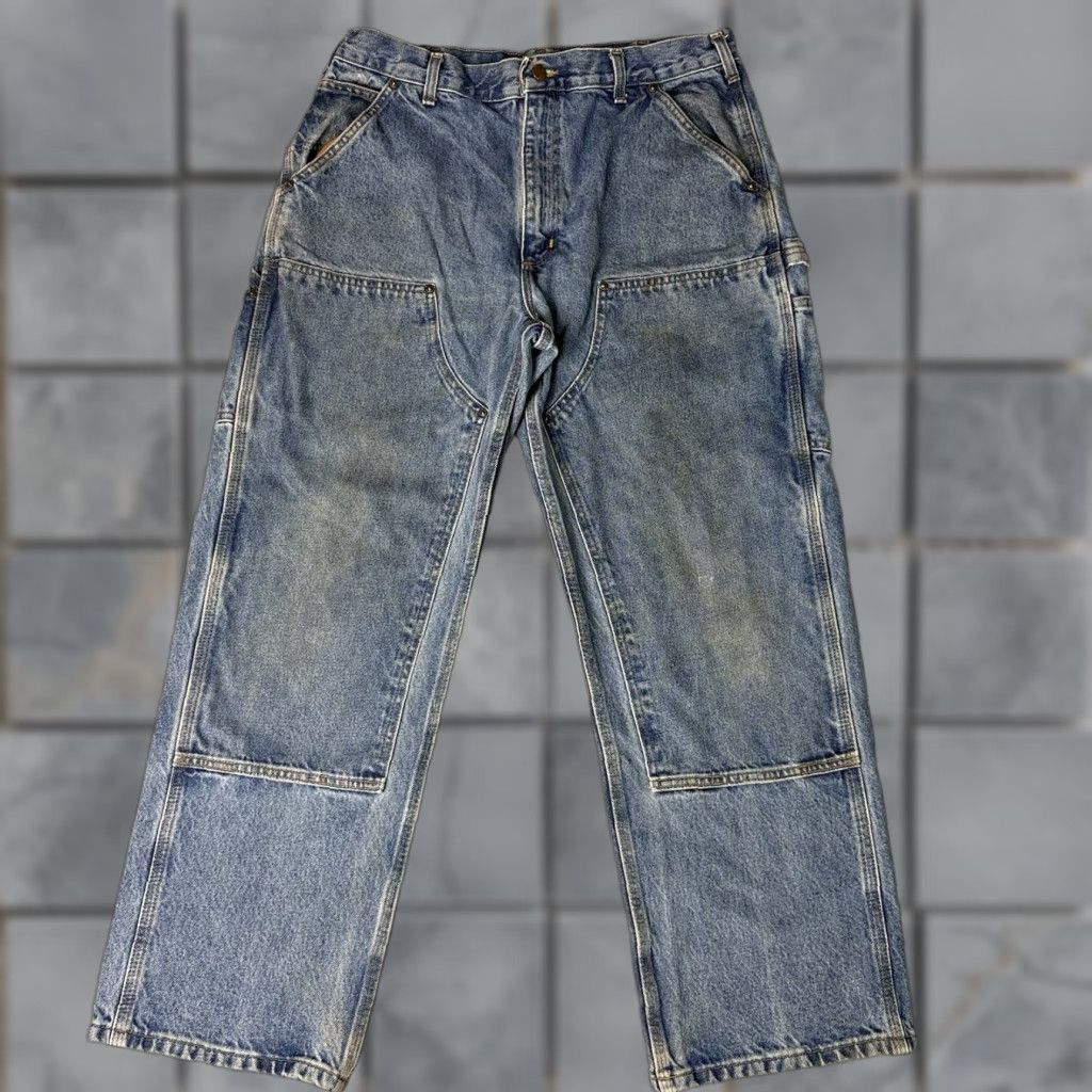 Carhartt Carhartt Jeans Mens 36x30 Blue Denim DST B13 Dungaree Workwear Distressed 5-Pocket Logo Mid Rise Relaxed Straight Size US 36 / EU 52 - 1 Thumbnail
