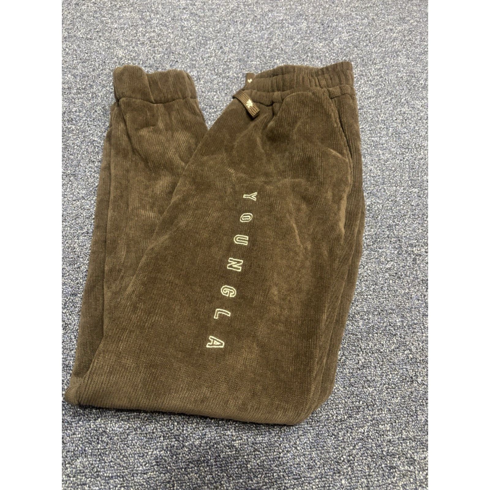 YoungLA YoungLA Sweatpants Mens S Brown Cotton Fleece Joggers Comfort Pockets Drawstring Tapered Size US 29 - 3 Thumbnail