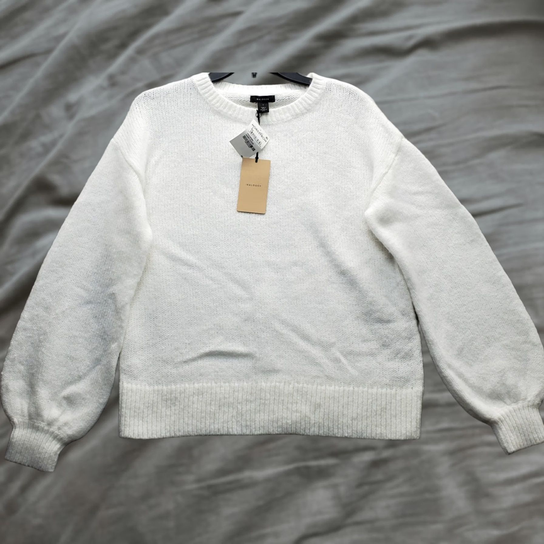 Vintage Halogen Sweater Womens S White Knit Crew Neck Pullover Long Sleeve Casual Outdoor Size S / US 4 / IT 40 - 1 Thumbnail