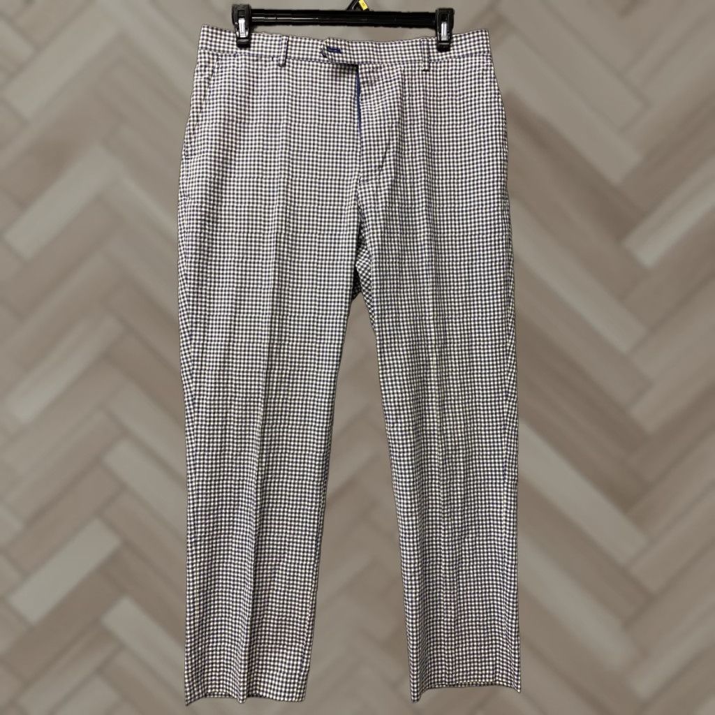Tommy Hilfiger VINTAGE Tommy Hilfiger Pants Men Size 36 x 32 Check Cotton Chino Straight Spring Summer Beige Navy Size US 36 / EU 52 - 1 Thumbnail