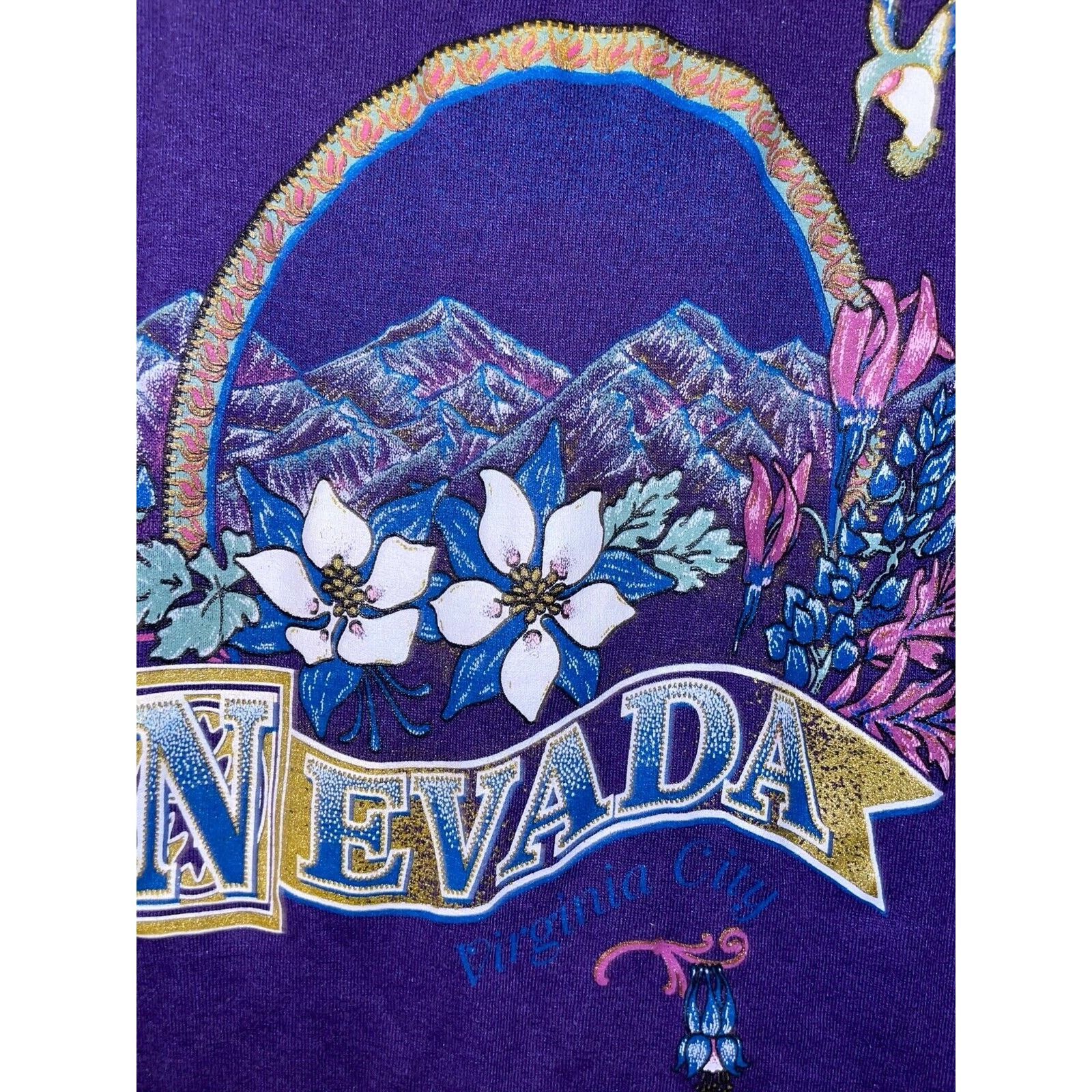 Jerzees Vintage Nevada Virginia City Shirt Purple Tee VTG 90s Small Size US S / EU 44-46 / 1 - 4 Thumbnail