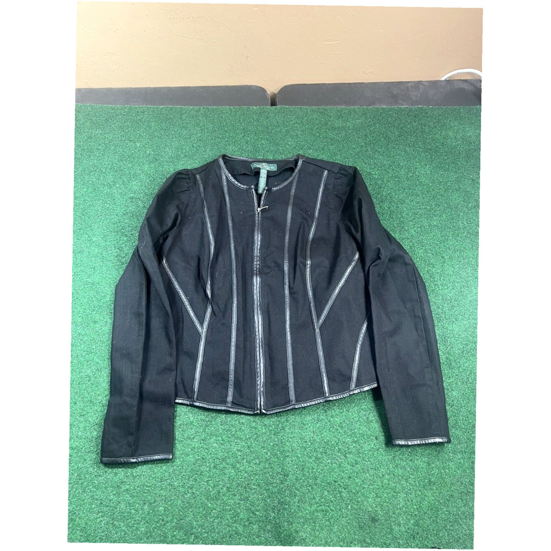 CO LRL Ralph Lauren Jeans Co Equestrian Denim Jacket Size Large Black 14 Zip Up Size 36" / US 14 / IT 50 - 1 Thumbnail