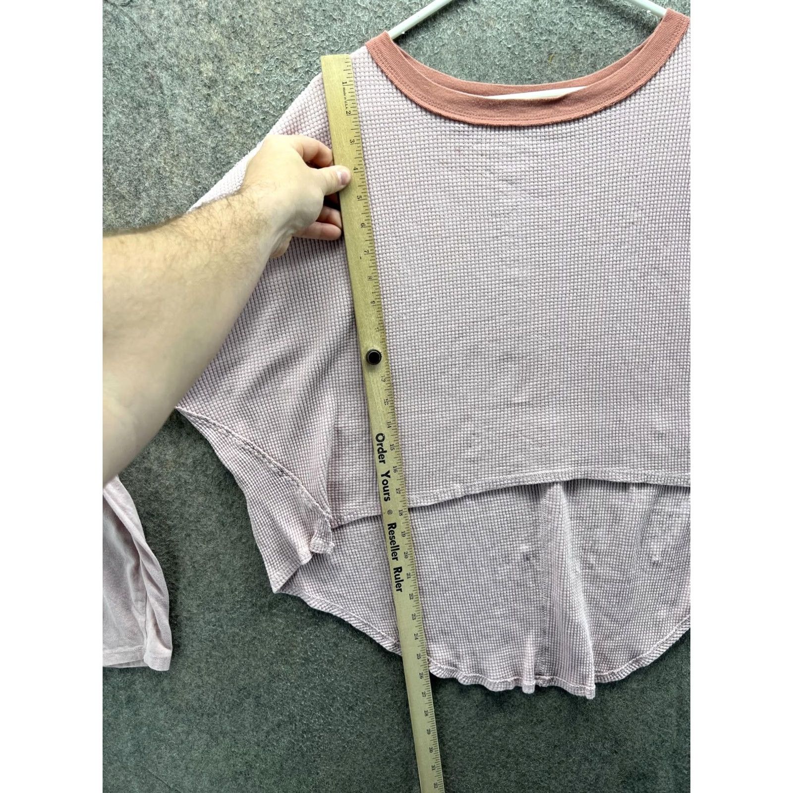 Free People We The Free People Shirt Women Medium Pink Crew Neck Long Sleeve Waffle High Low Size M / US 6-8 / IT 42-44 - 4 Thumbnail