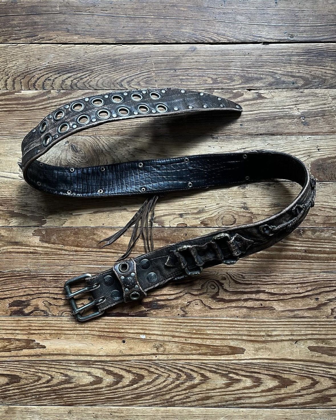 image of 14Th Addiction x Kmrii Serpent Tassal Belt in Brown, Men's