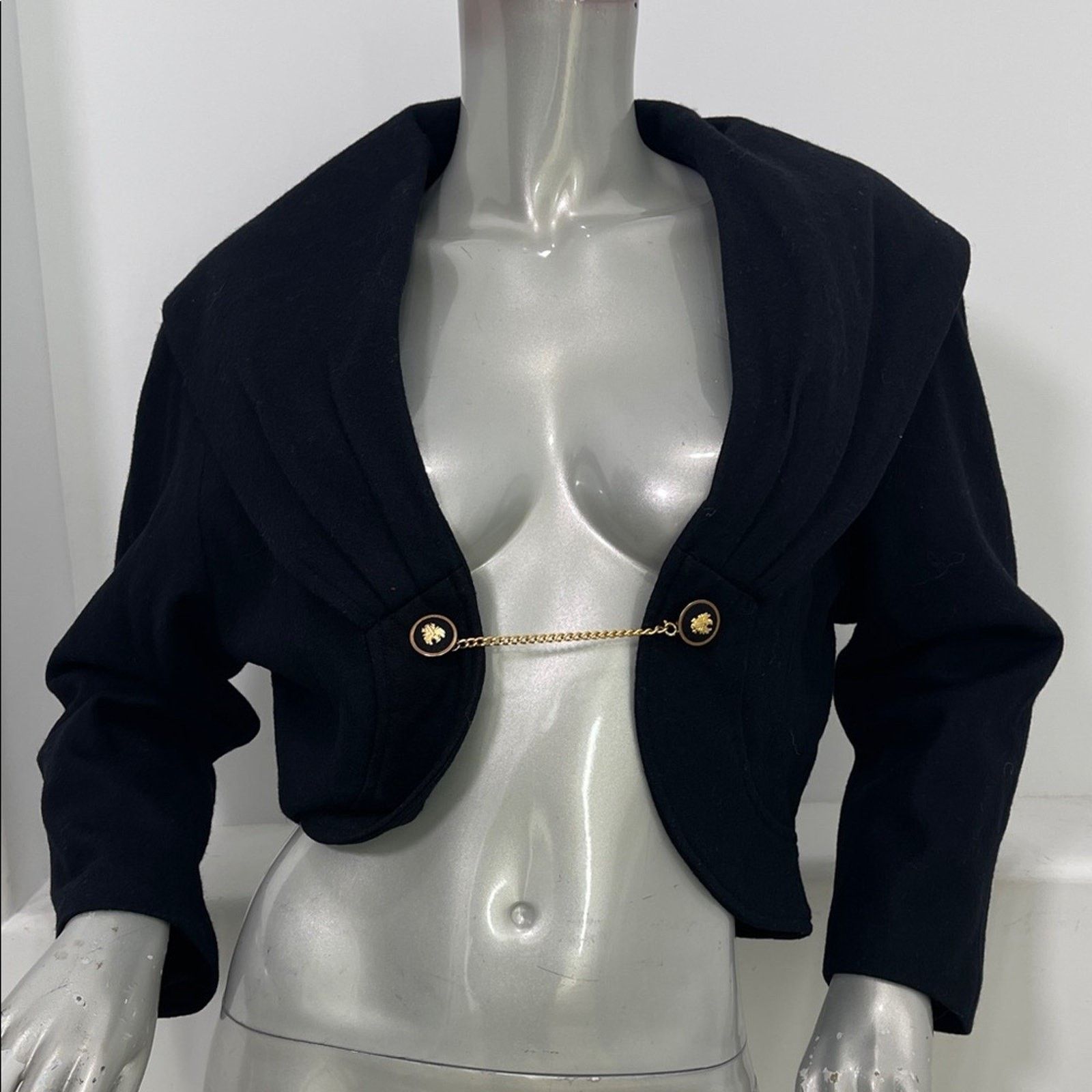 Issey Miyake iSSEY Miyake Vintage Black Cropped Jacket Gold Chain Detail Size ONE SIZE - 10 Thumbnail