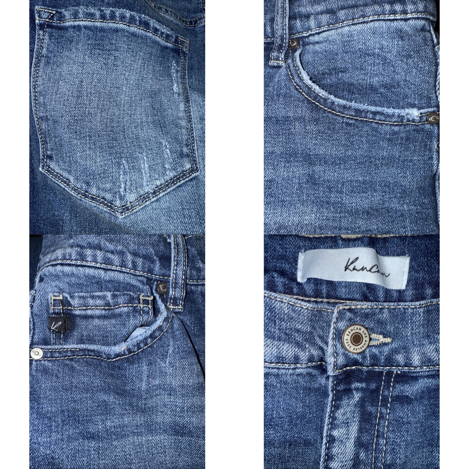 Vintage VINTAGE KanCan Estilo High Rise Jeans Women’s 28 Blue Denim Wide Leg 5-Pocket Stretch Raw Hem Womens Jeans Size 28" / US 6 / IT 42 - 8 Thumbnail