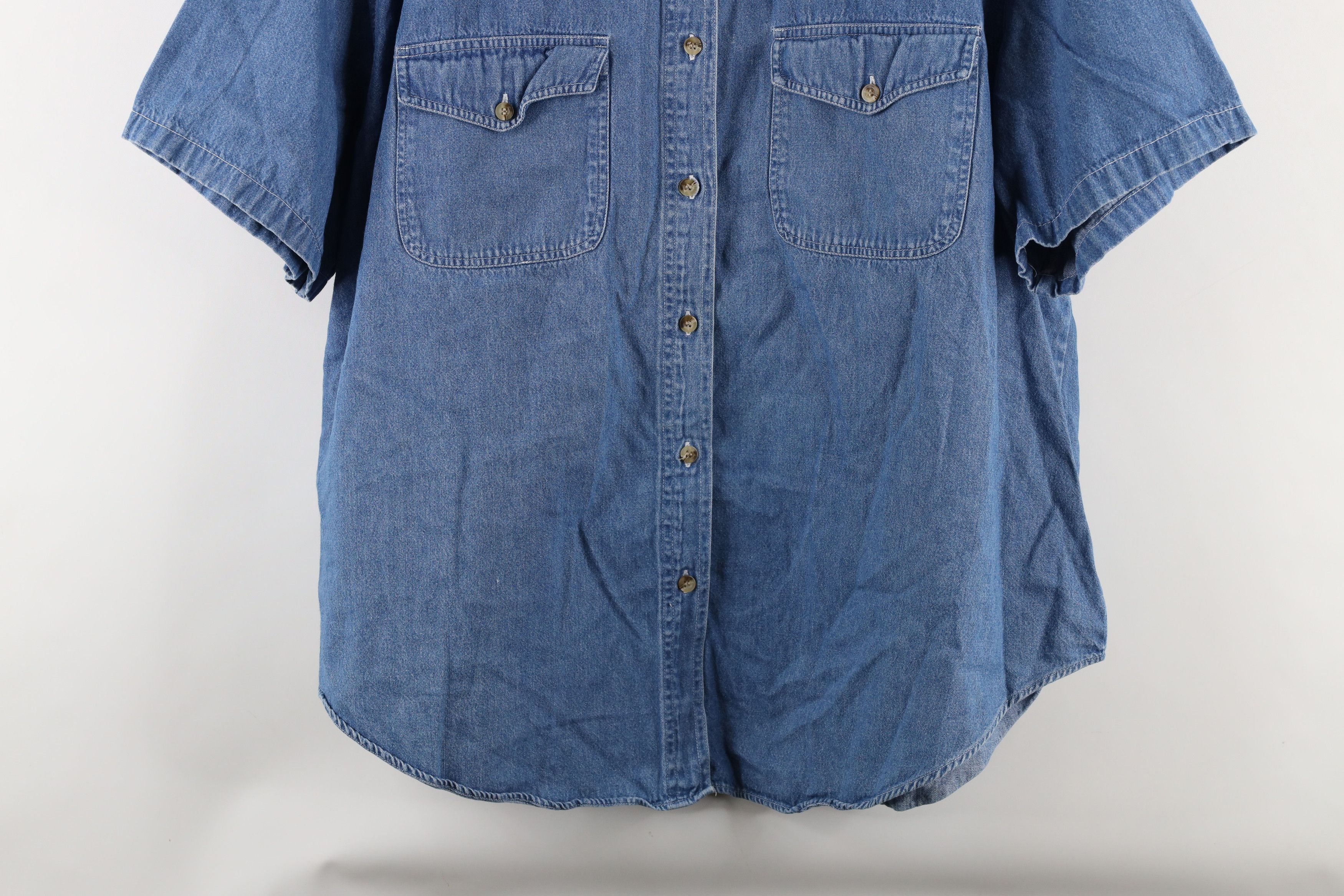 Vintage Vintage 90s Streetwear Short Sleeve Jean Button Shirt Blue Size S / US 4 / IT 40 - 3 Thumbnail