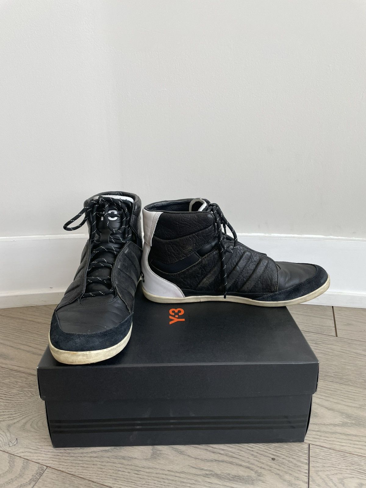 Y-3 Adidas Y-3 Yohji Yamamoto Honja High Black Leather Sneakers Size US 8.5 / EU 41-42 - 6 Thumbnail