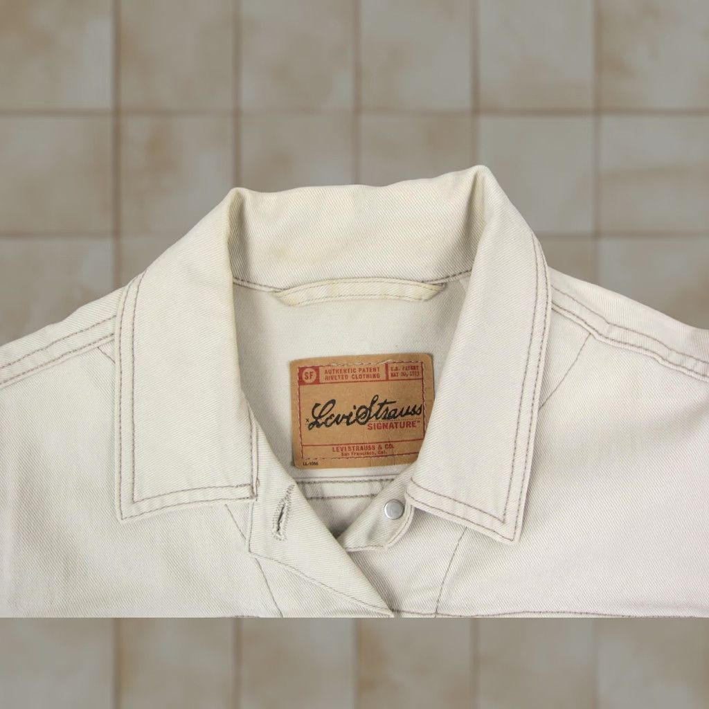 Levi's VINTAGE Levi's Jacket Womens S Beige Denim Trucker Western Button-Up Crop 70s 80s 90s Size S / US 4 / IT 40 - 1 Thumbnail
