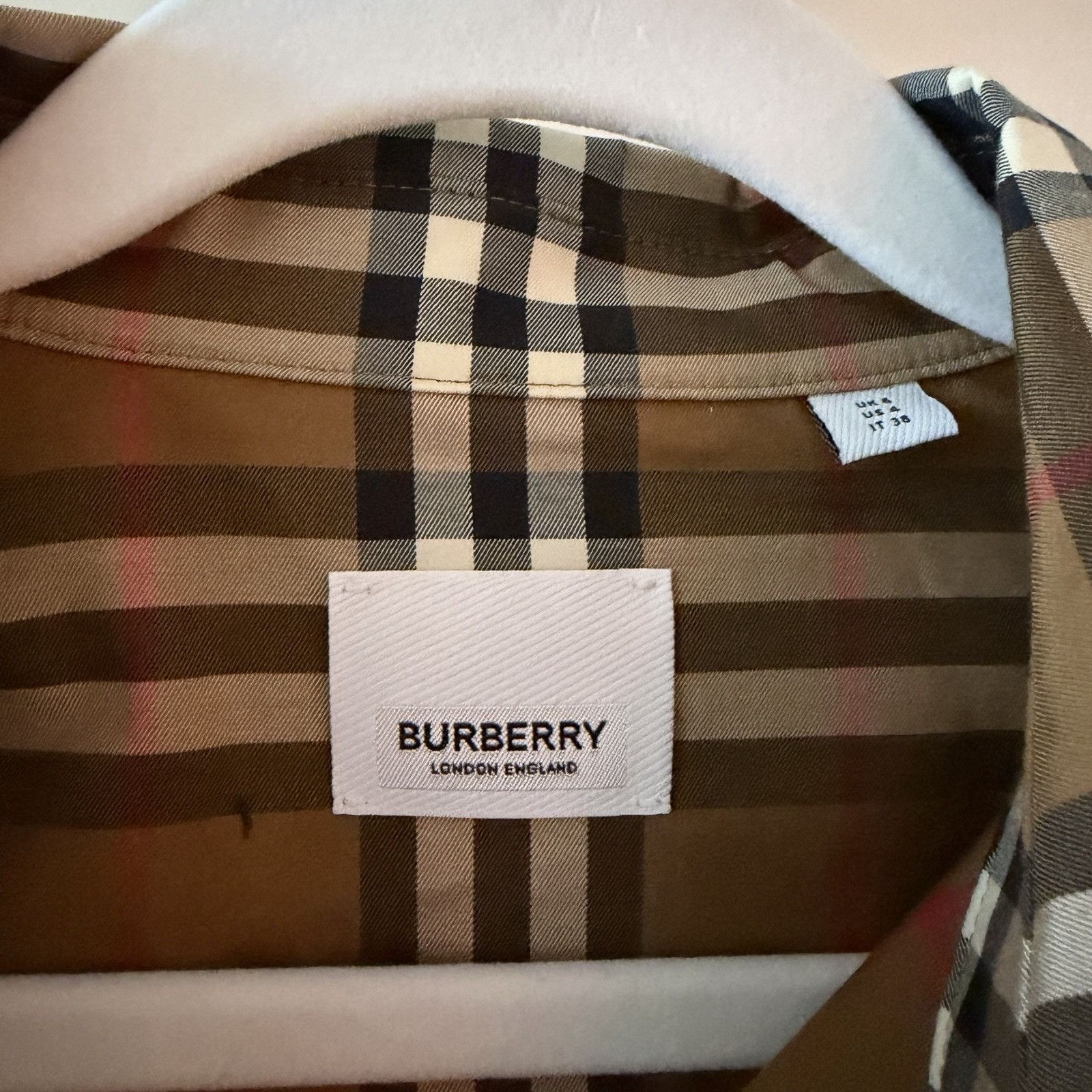 Burberry NWT Burberry Giovanna Beige Check Plaid Shirtdress Shirt Dr Size S / US 4 / IT 40 - 5 Thumbnail