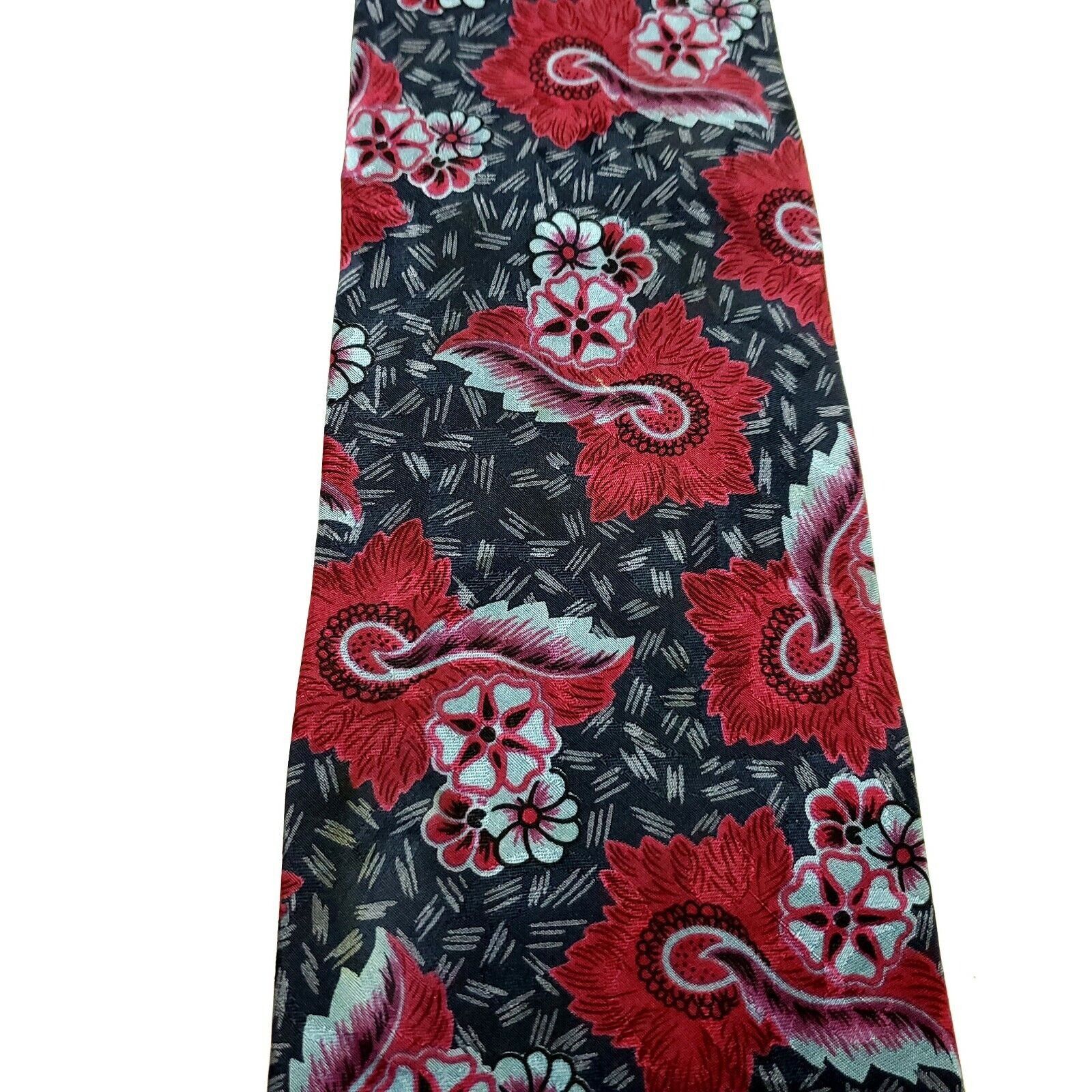 Christian Dior Monsieur Christian Dior Silk Tie Print Red Abstract Short Size ONE SIZE - 2 Thumbnail