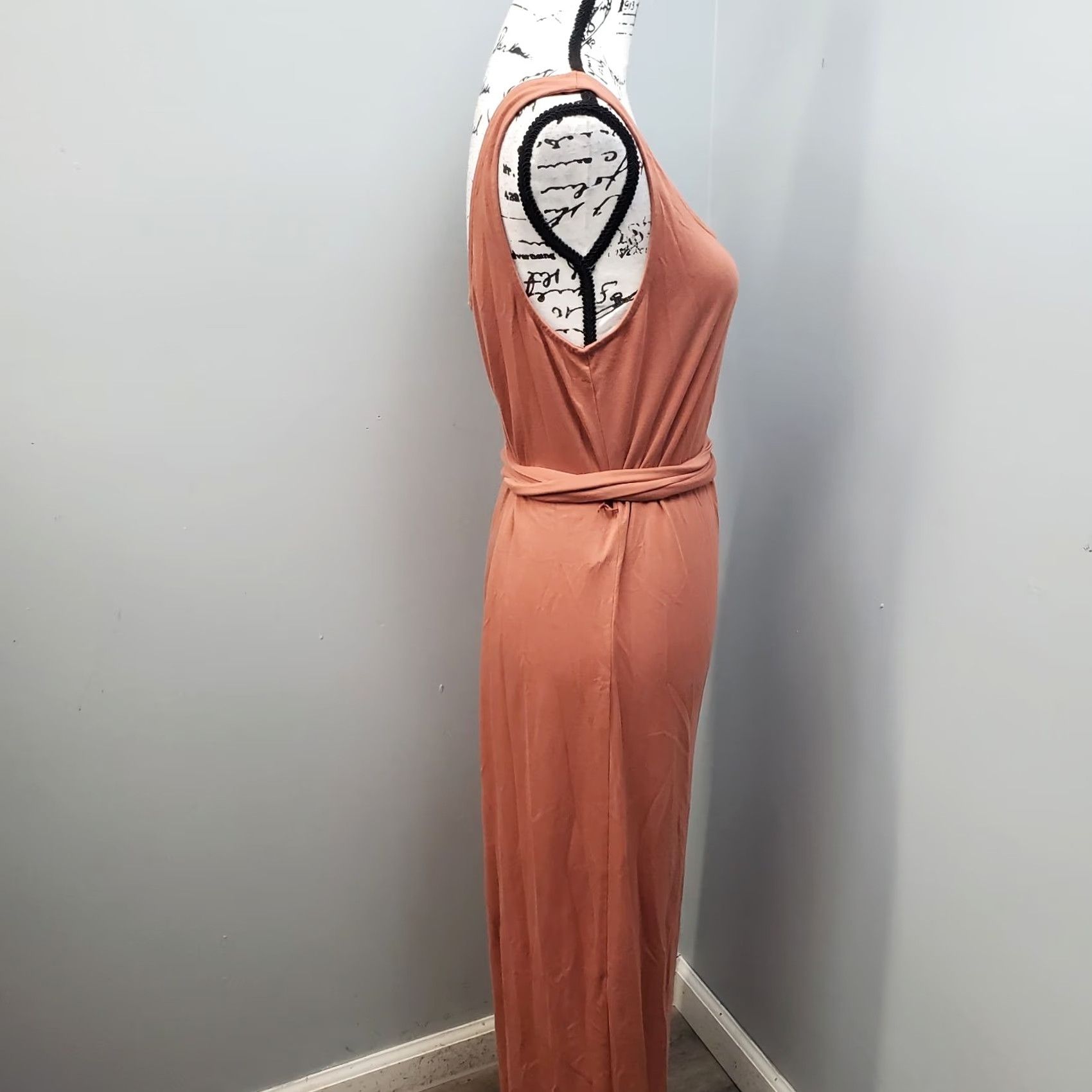 Ann Taylor Ann Taylor Factory Long Dress Womens L Pink Tie Waisted Stretch Strap Maxi Sleeveless - Durable RayonDress Size L / US 10 / IT 46 - 6 Thumbnail