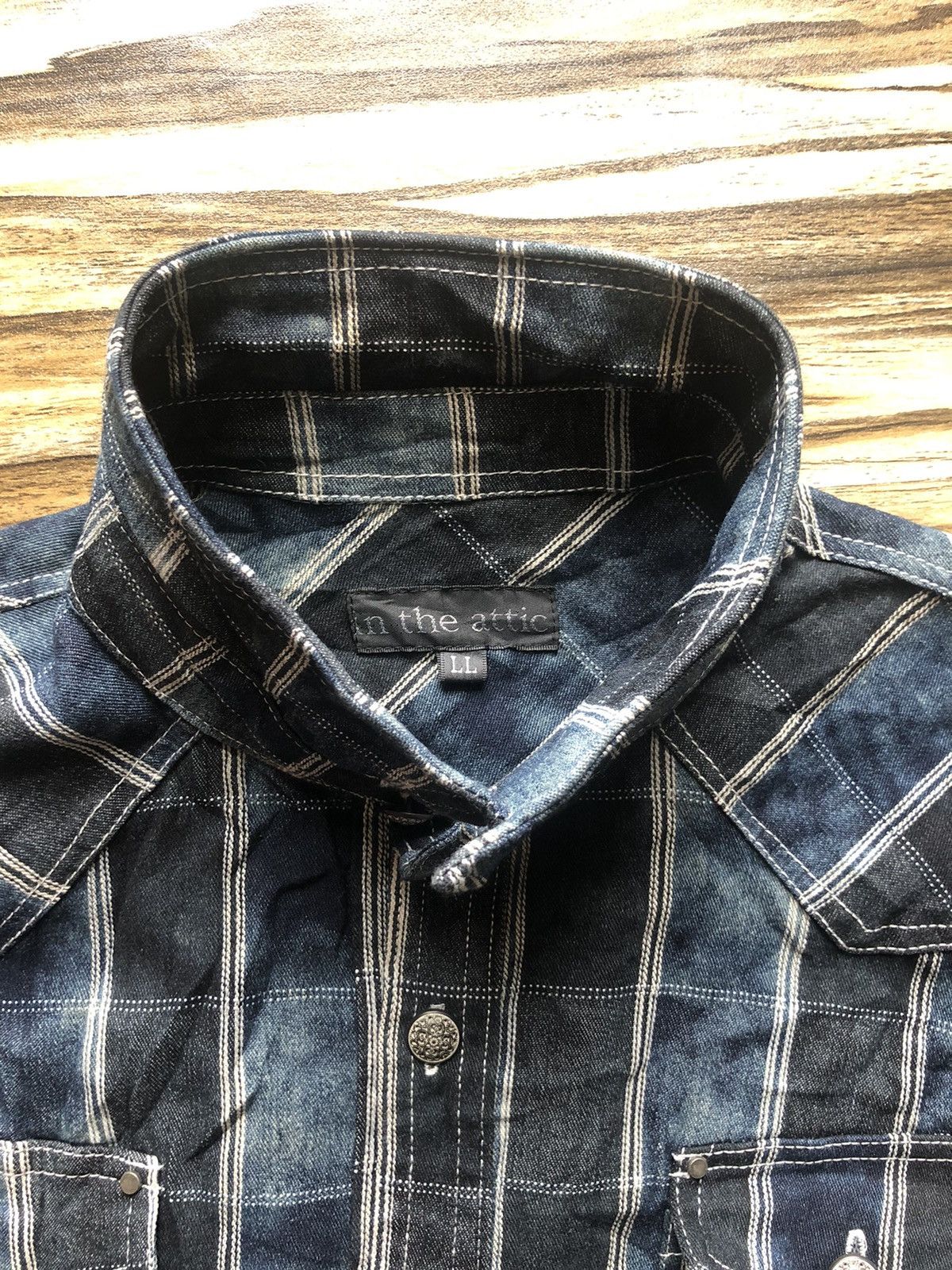 In The Attic B/D shirt Patchwork shadow plaid blue black kapital lgb Size US L / EU 52-54 / 3 - 7 Thumbnail